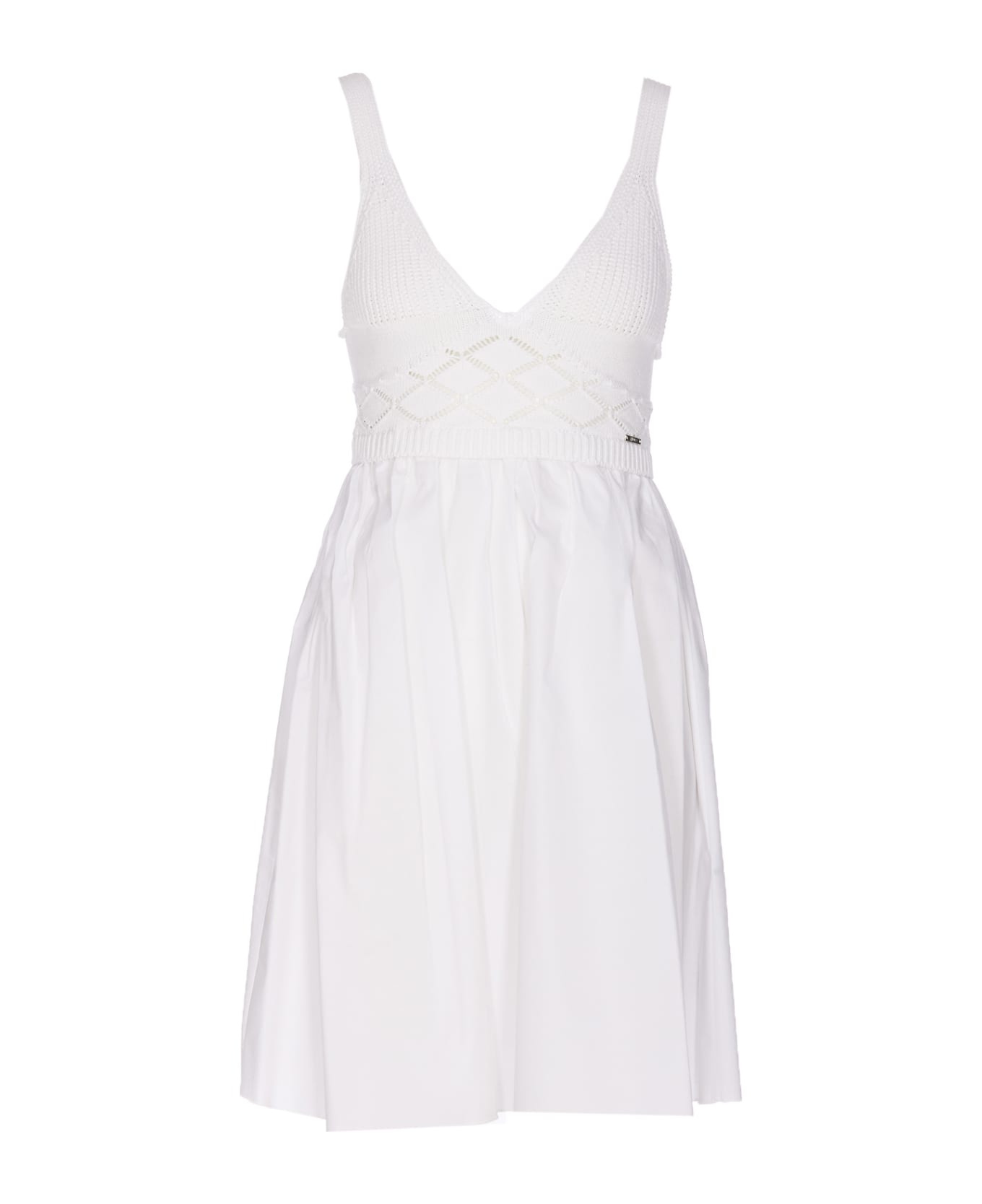 Liu-Jo Knitted And Popeline Short Dress - White