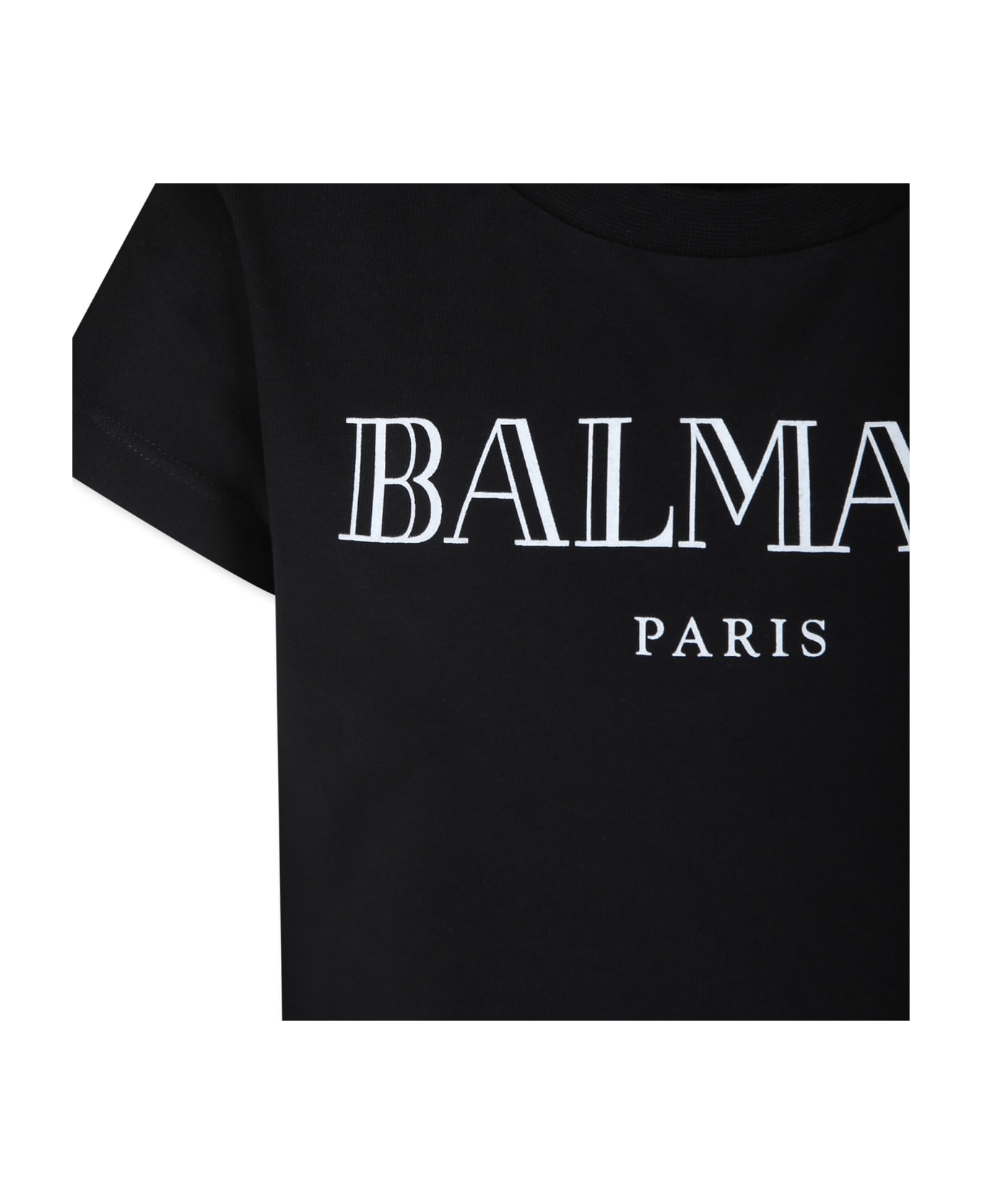 Balmain Black T-shirt For Girl With Logo - Black/white