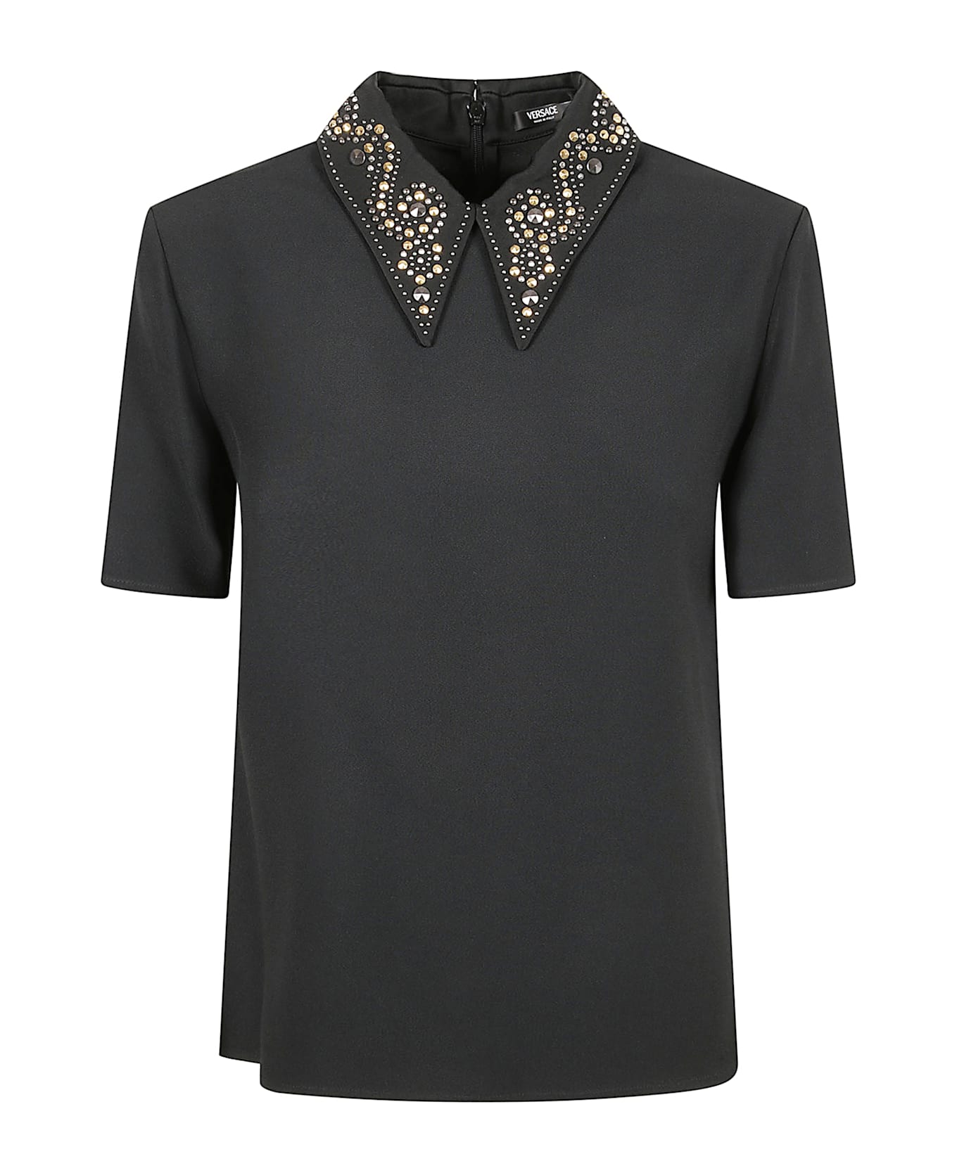 Versace Envers Satin Top With Studs - Black ブラウス
