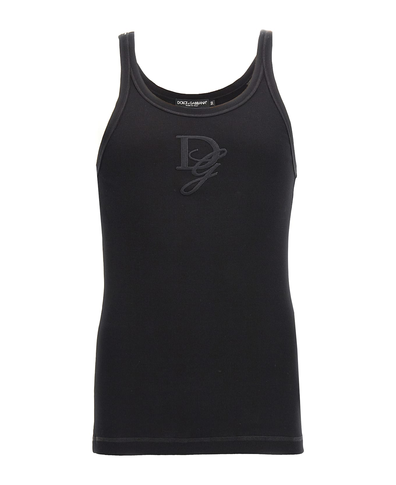 Dolce & Gabbana Logo Embroidery Tank Top - Black