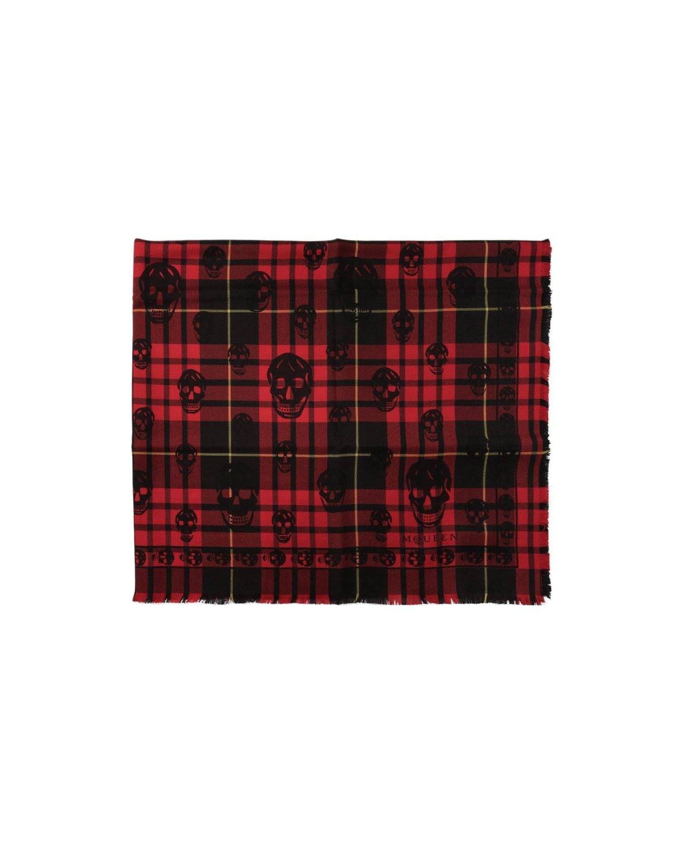 Alexander McQueen Skull Check Scarf - Rosso e Nero