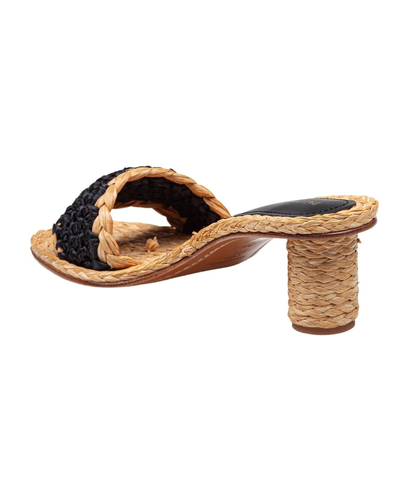 Paloma Barceló Paloma Uliana Raffia Sandal Natural And Black Color - Black