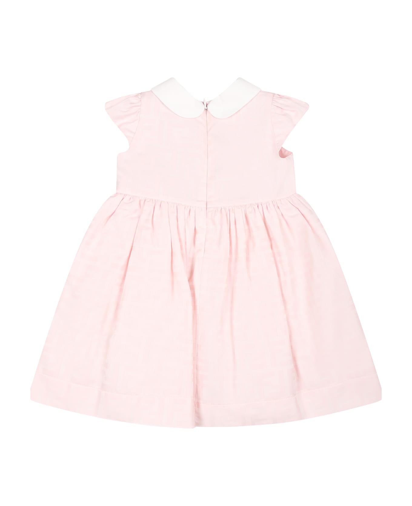 Fendi Pink Dress For Baby Girl With Double F - Pink