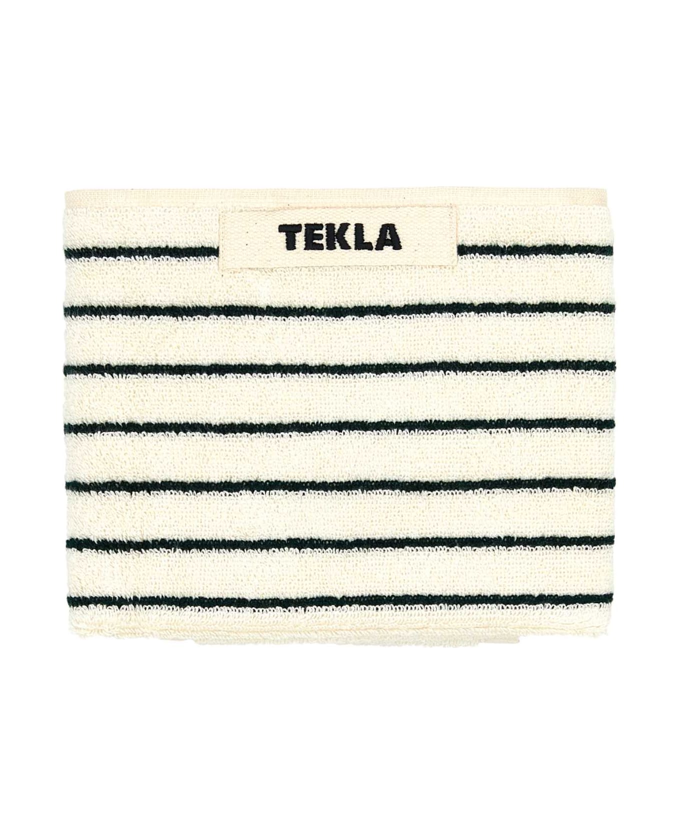 Tekla Embroidered Terry Guest Towel - RACING GREEN STRIPES