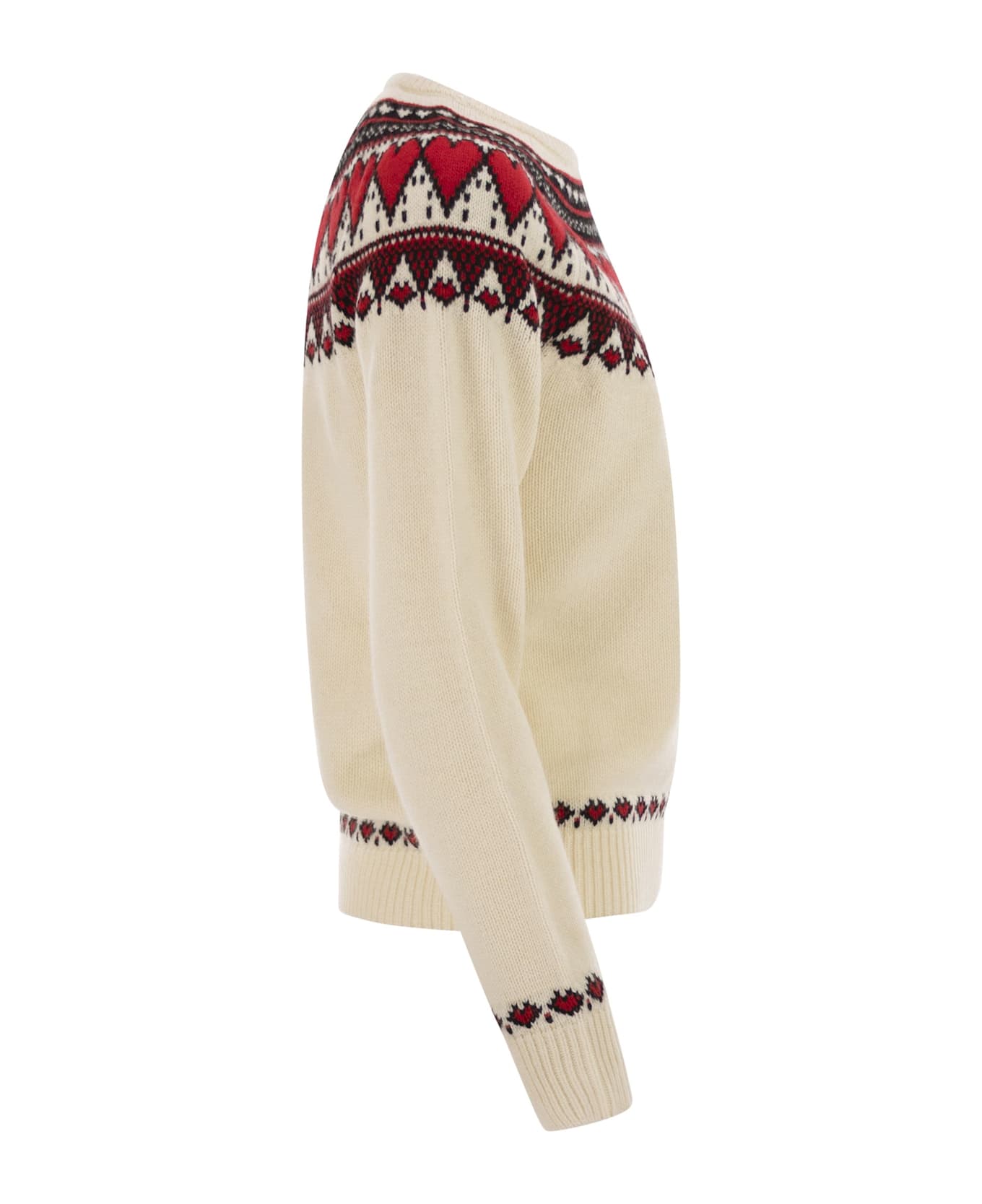 MC2 Saint Barth Nordic-style Heart Pattern Jumper - White