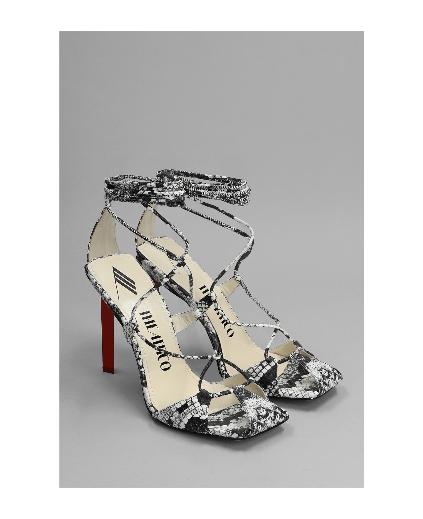 The Attico Black And White Python Leather Adele Sandals - Piton