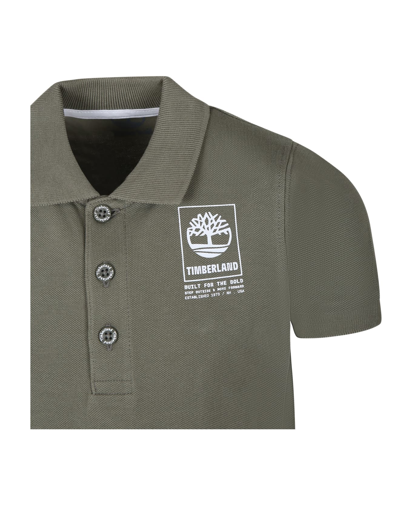 Timberland Green Polo Shirt For Boy With Logo - Green Tシャツ＆ポロシャツ