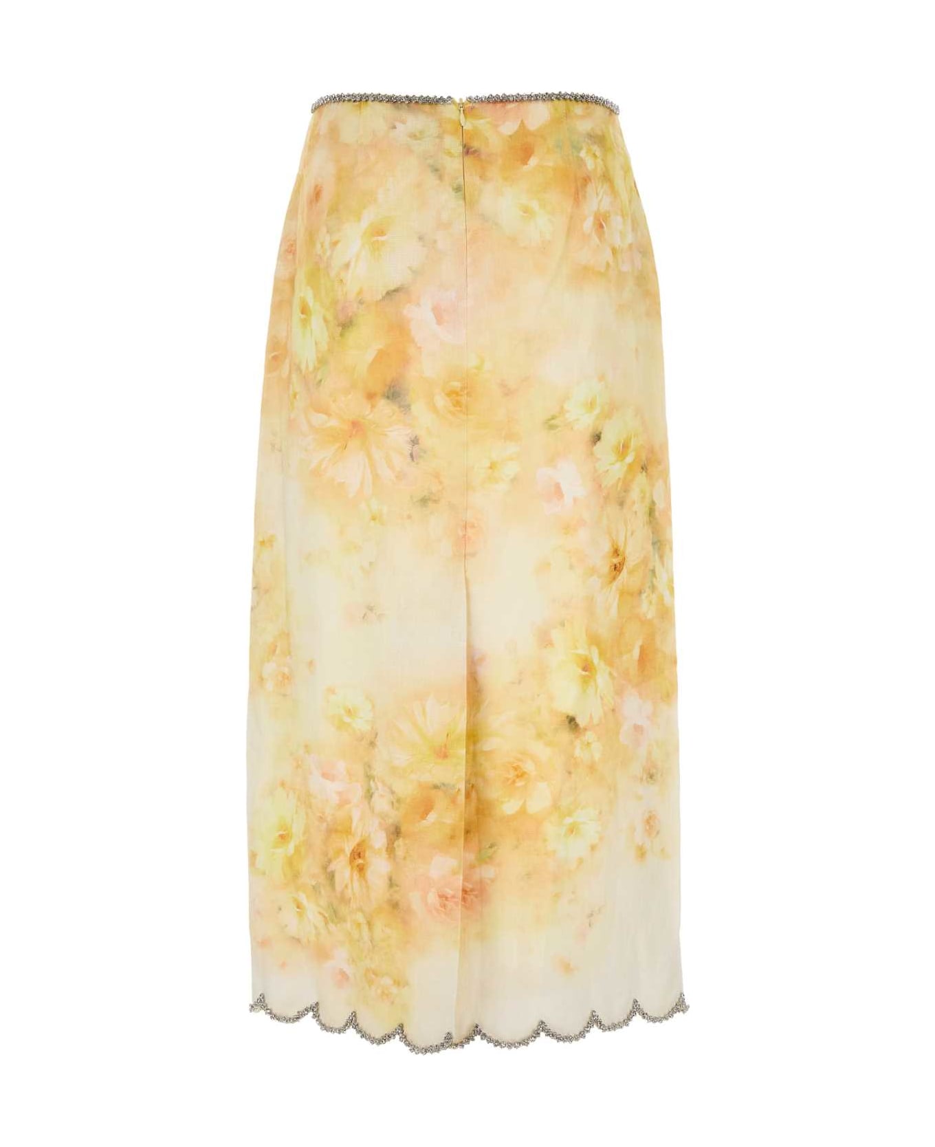 Zimmermann Printed Linen Crush Skirt - Yellow floral
