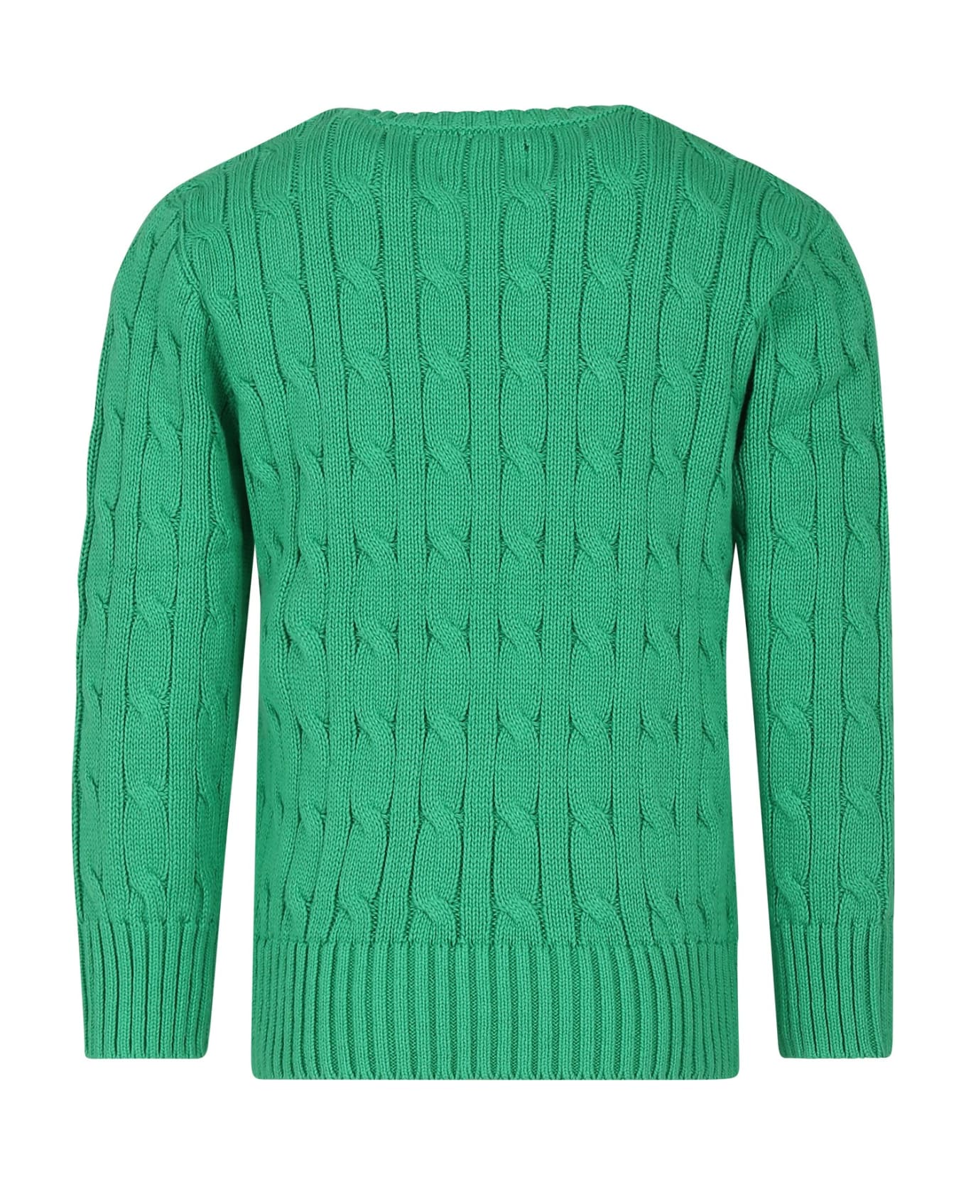 Ralph Lauren Green Sweater For Boy With Embroidery - Green