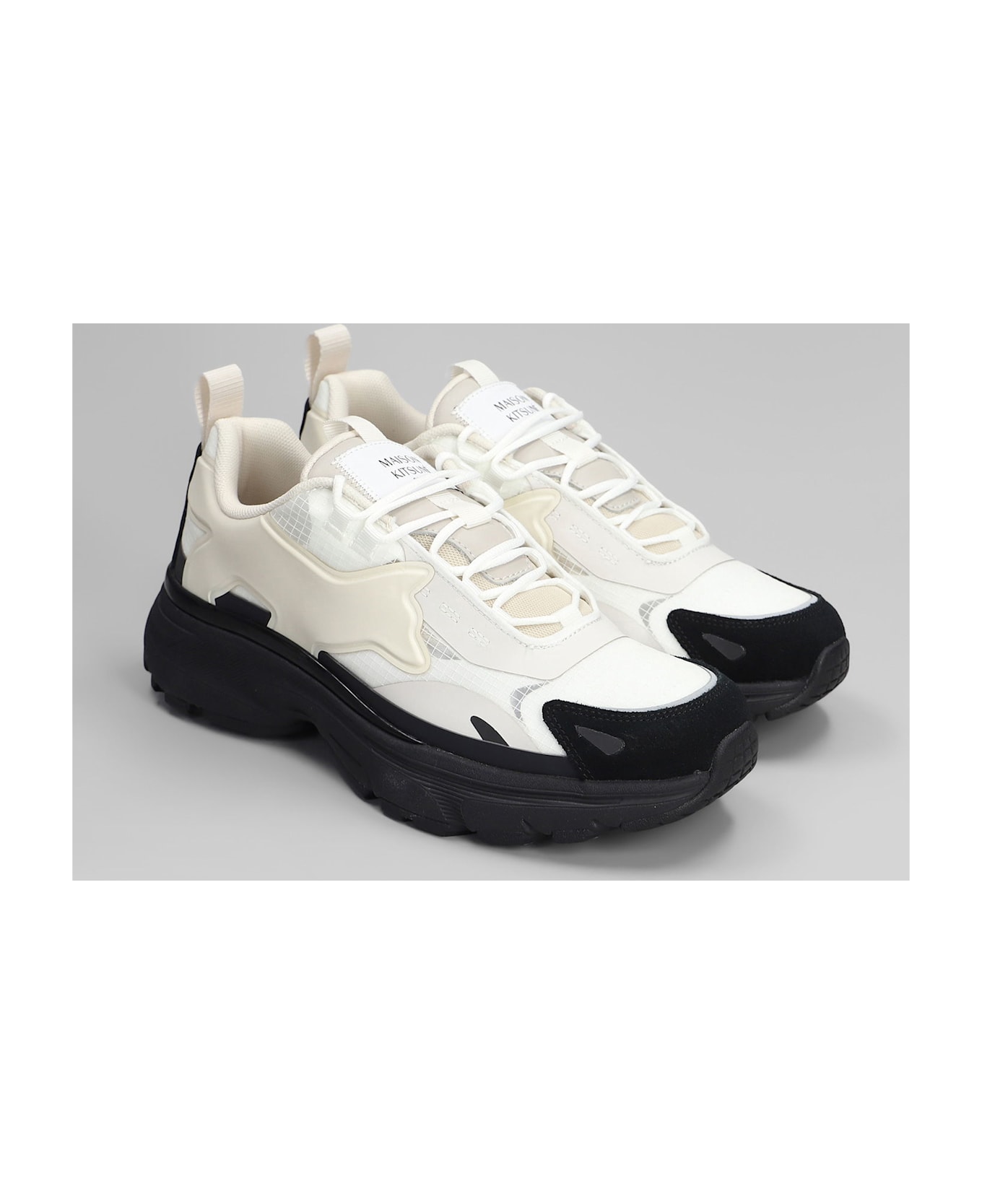 Maison Kitsuné Sora Runners Sneakers In Beige Polyester - beige