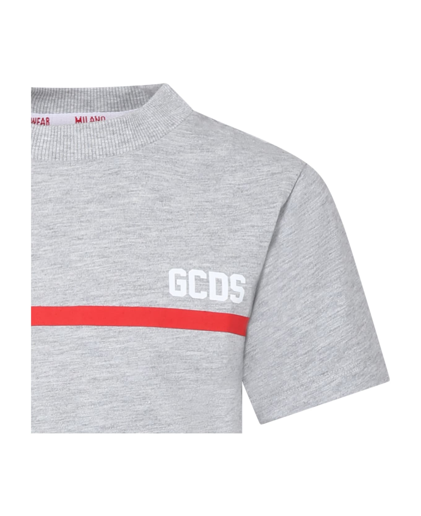 GCDS Mini Grey T-shirt For Kids With Black Logo - Grey