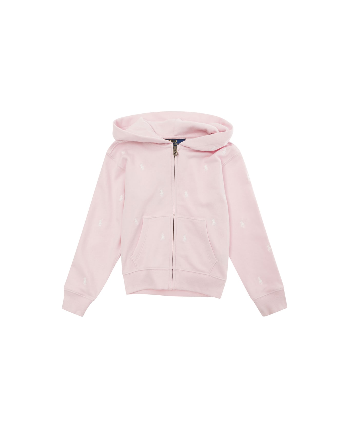 Polo Ralph Lauren Pink Hoodie With Embroidered Pony In Cotton Blend Girl - Pink ニットウェア＆スウェットシャツ
