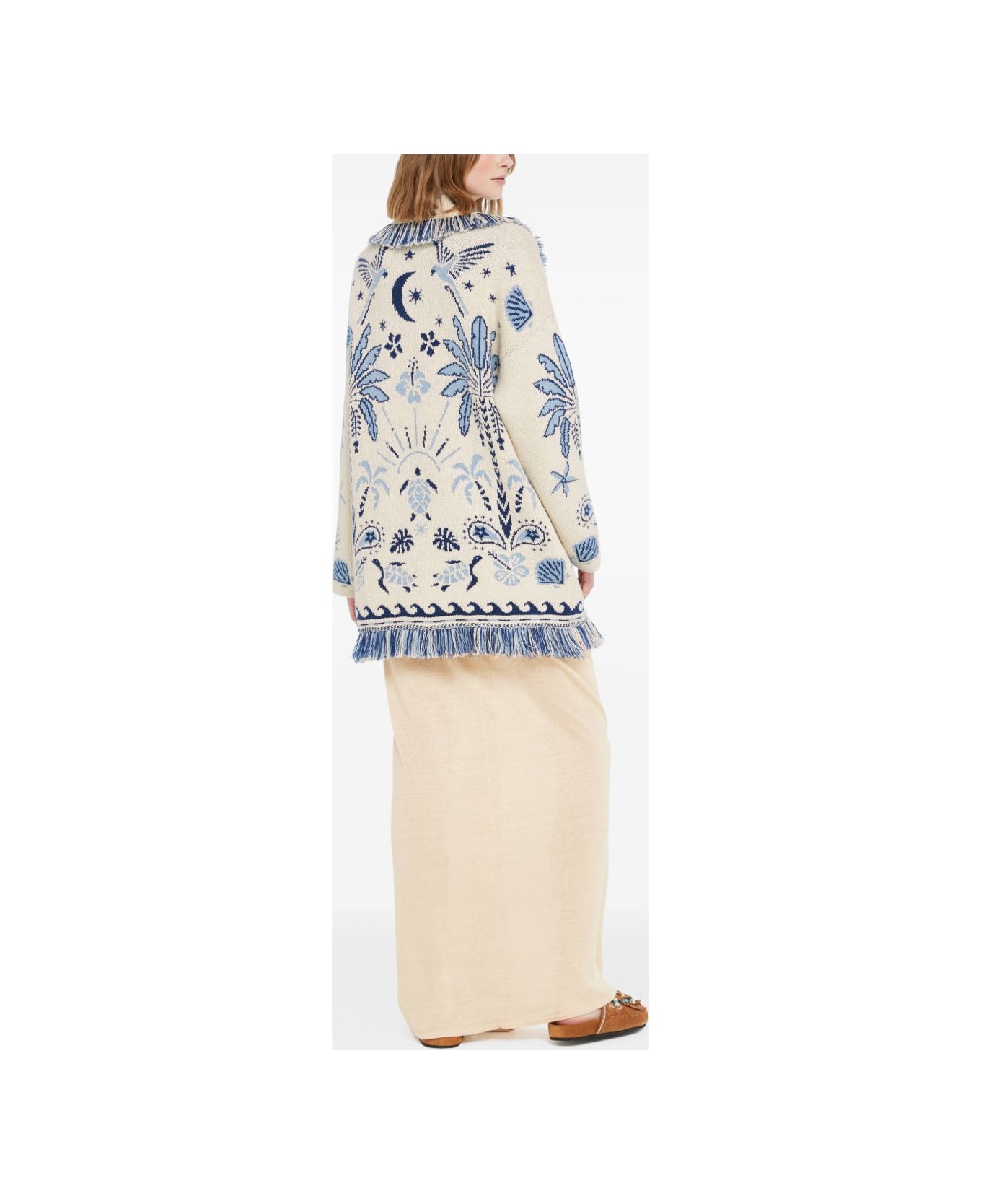 Alanui Echoes Of The Island Wool And Cotton Cardigan - Beige