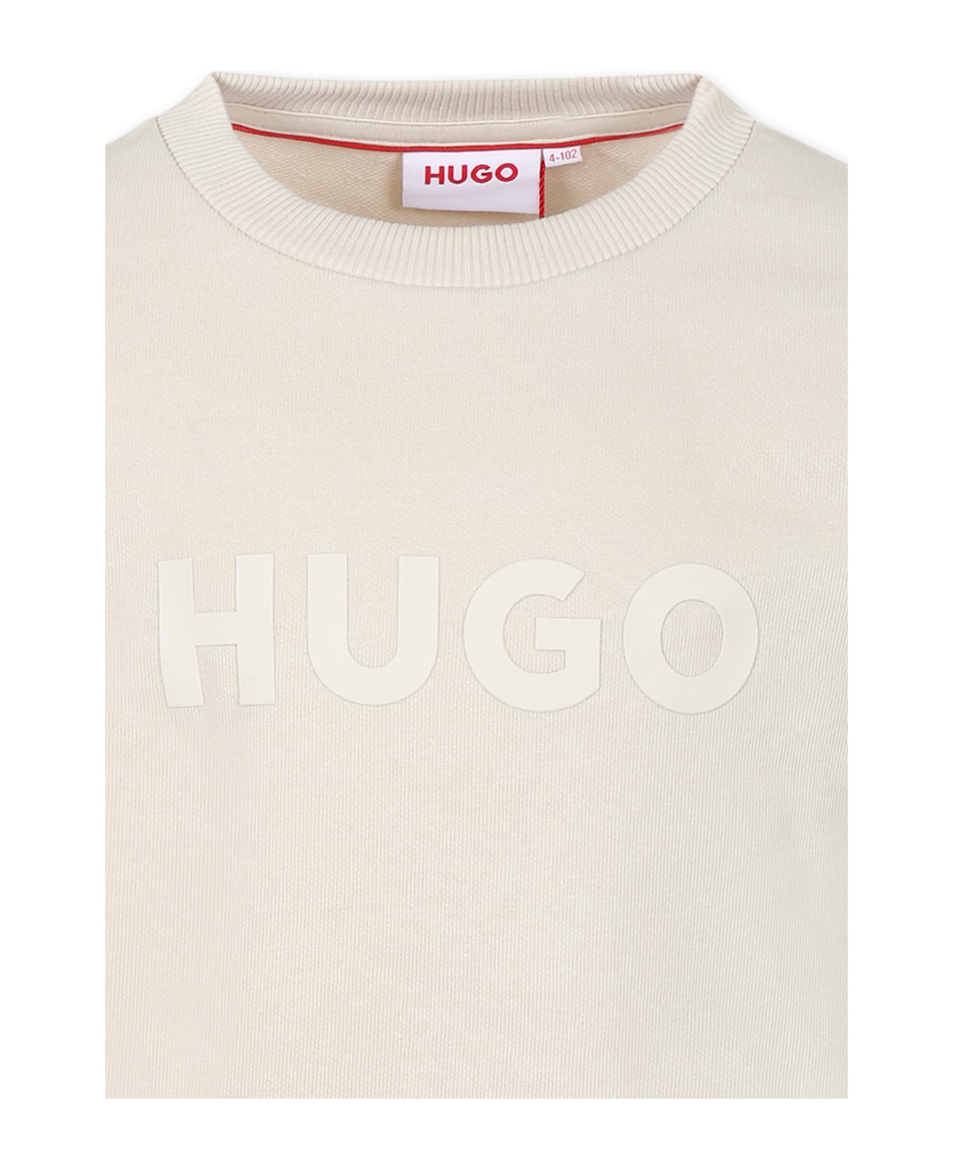 Hugo Boss Beige Sweatshirt For Girl With Logo - Beige