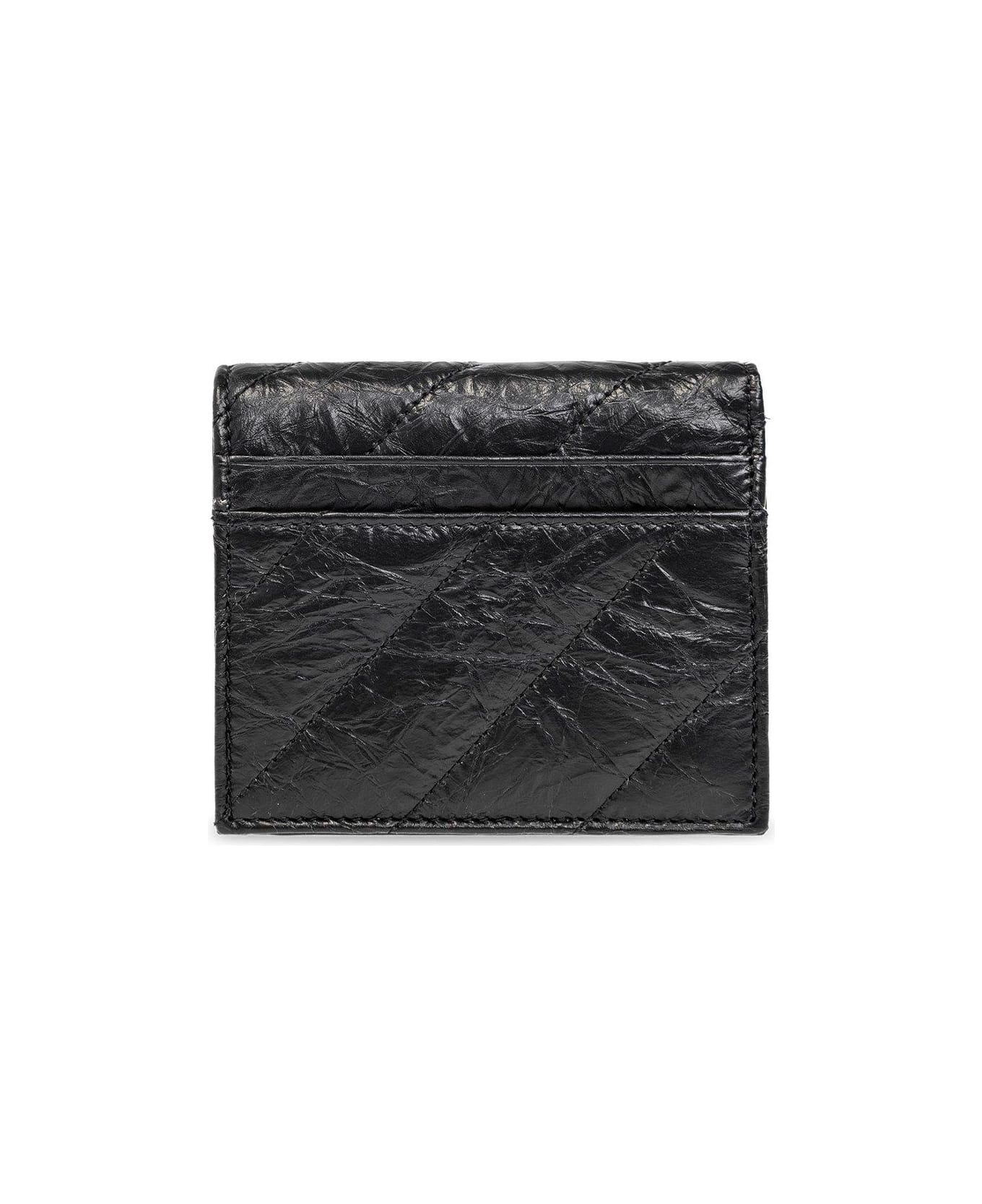 Balenciaga Crush Logo Plaque Wallet - Black 財布