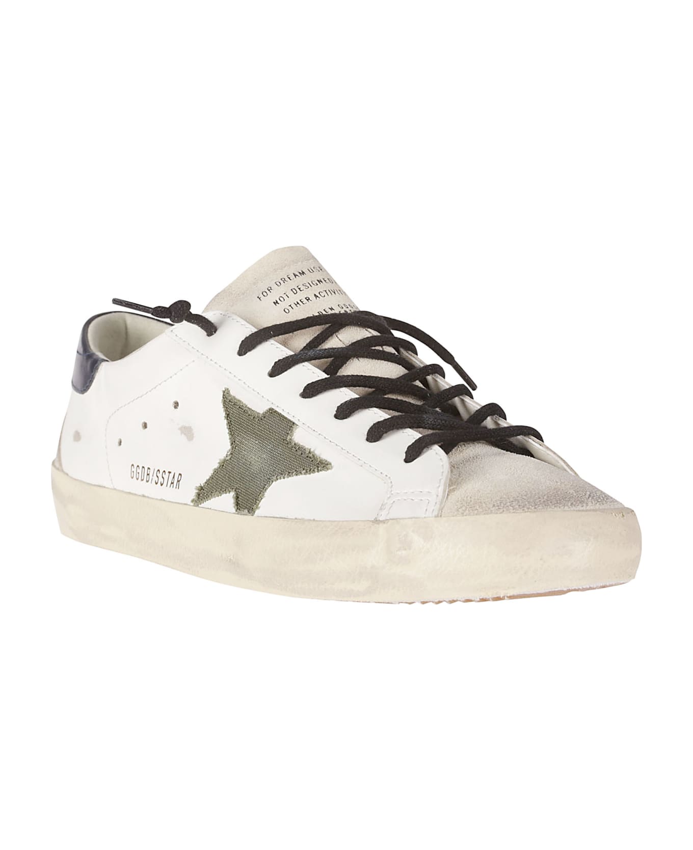 Golden Goose Super-star Sneakers With A Worn Effect - WHITE/SEEDPEARL/GREEN/BLUE