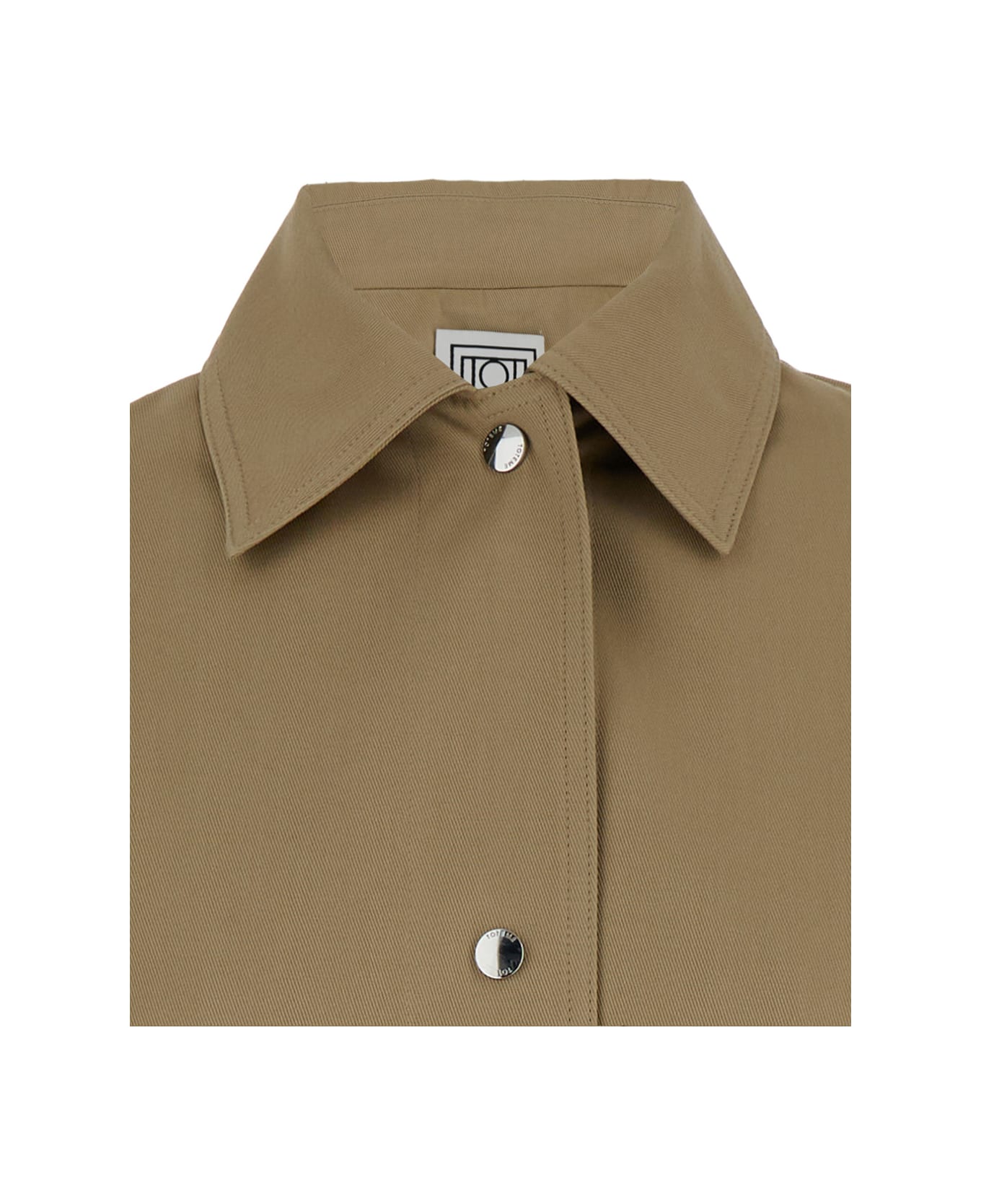 Totême Beige Overshirt Jacket With Snap Buttons In Cotton Twill Woman - Beige