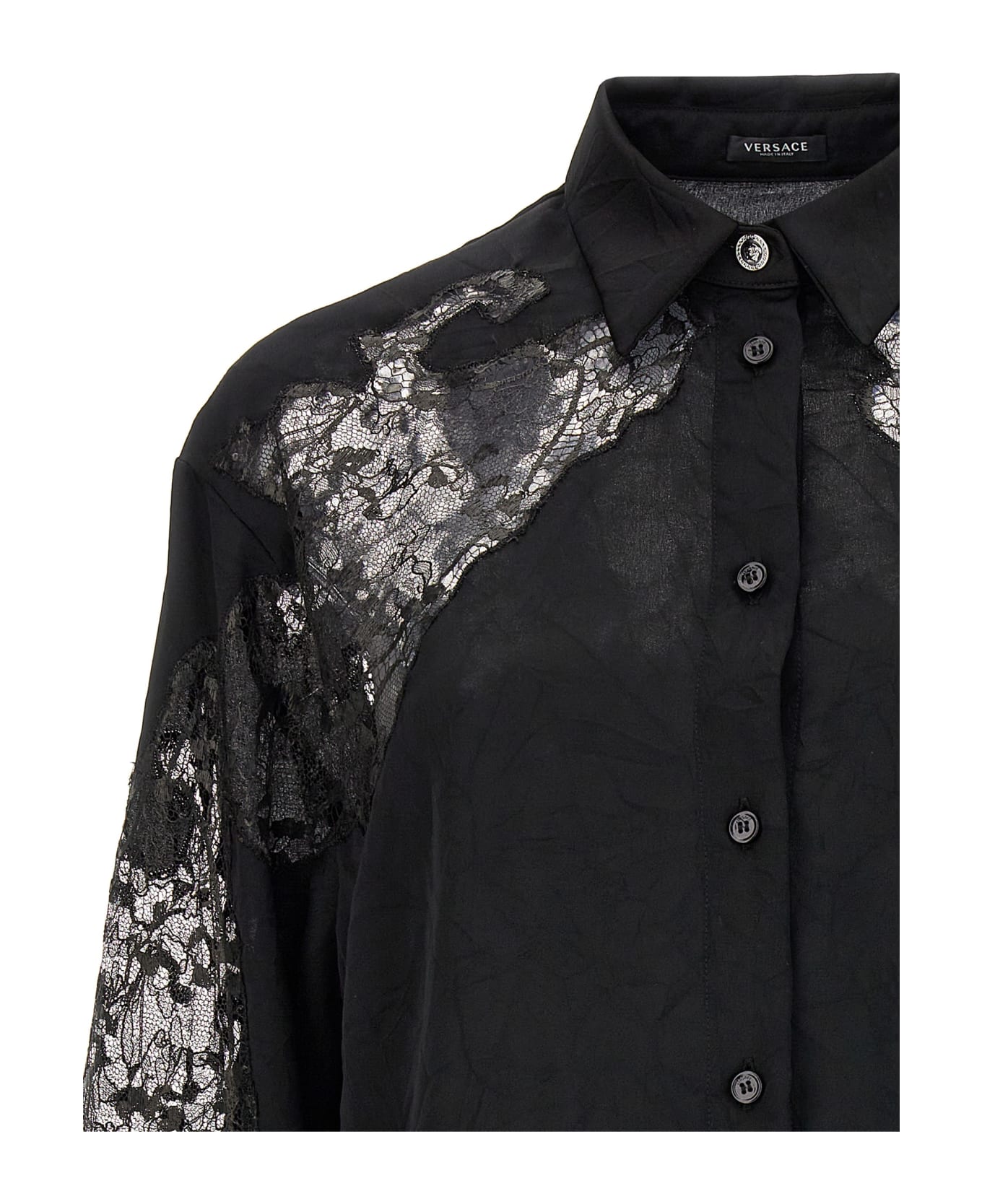 Versace Satin Lace Shirt - Black シャツ