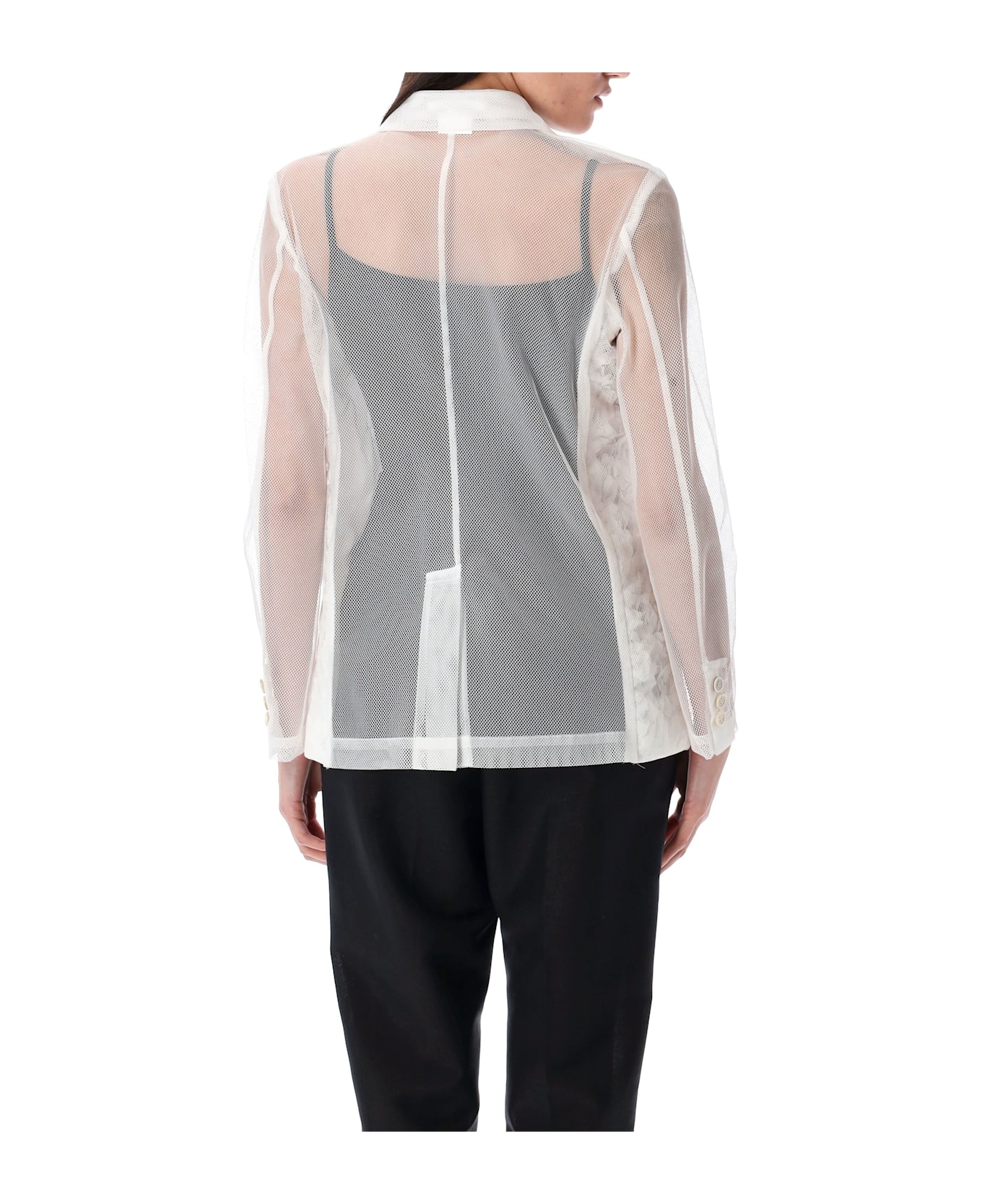Comme des Garçons Semi-sheer Panelled Blazer - WHITE
