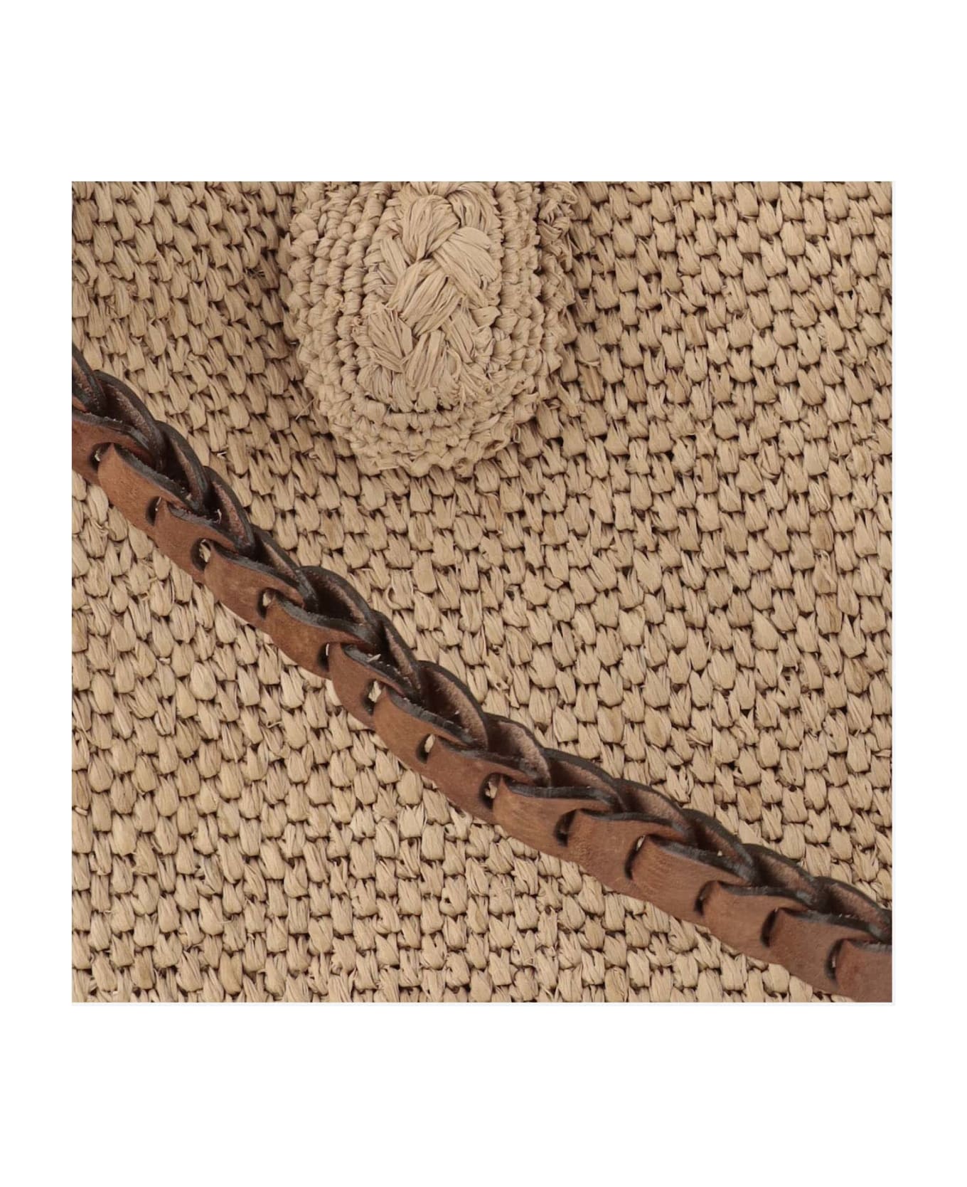 Ibeliv Raffia Bag With Leather Details - TEA