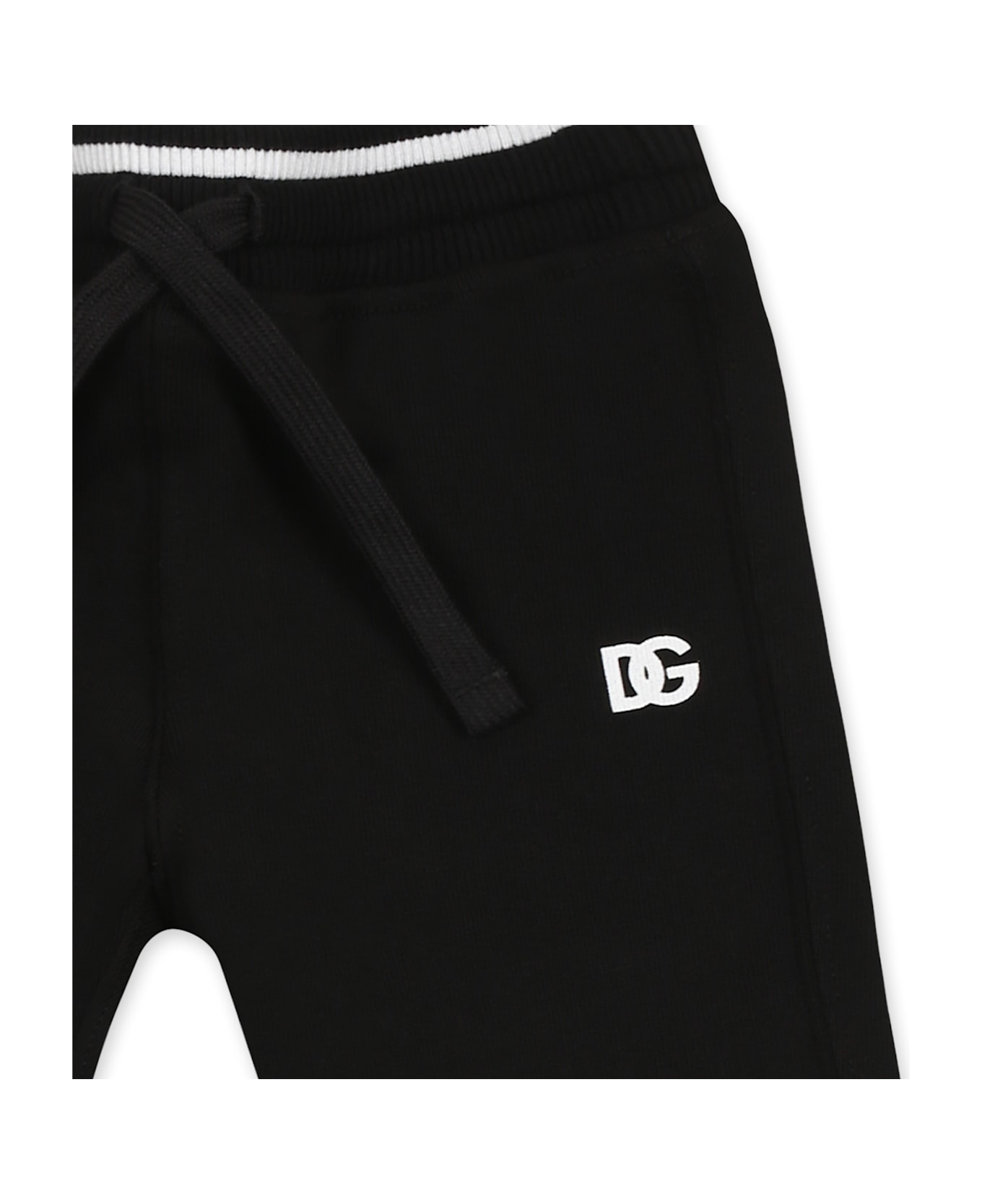 Dolce & Gabbana Black Trousers For Baby Kids With Logo - Black