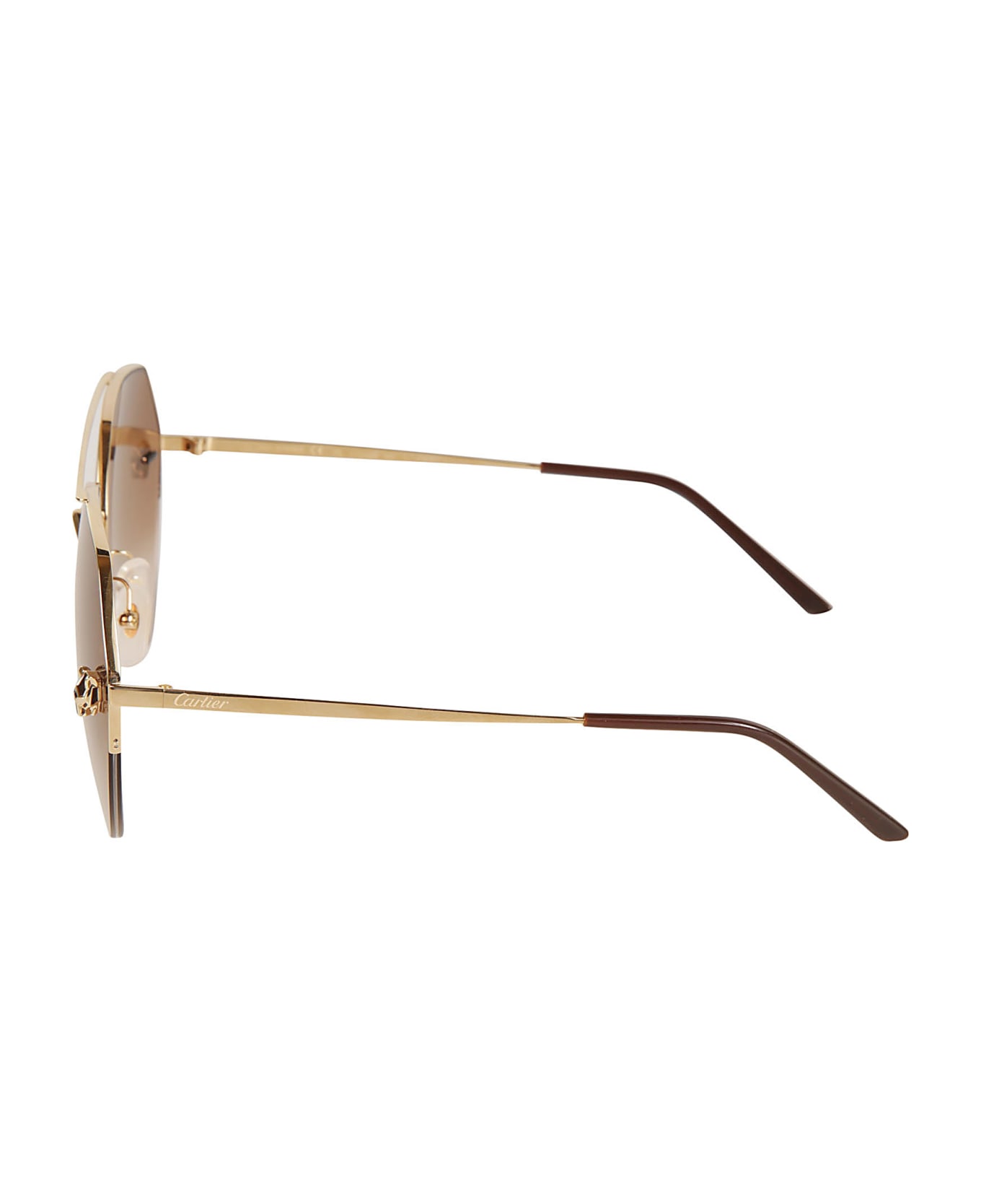 Cartier Eyewear Aviator Heptagon Sunglasses - Gold/Brown/Grey サングラス