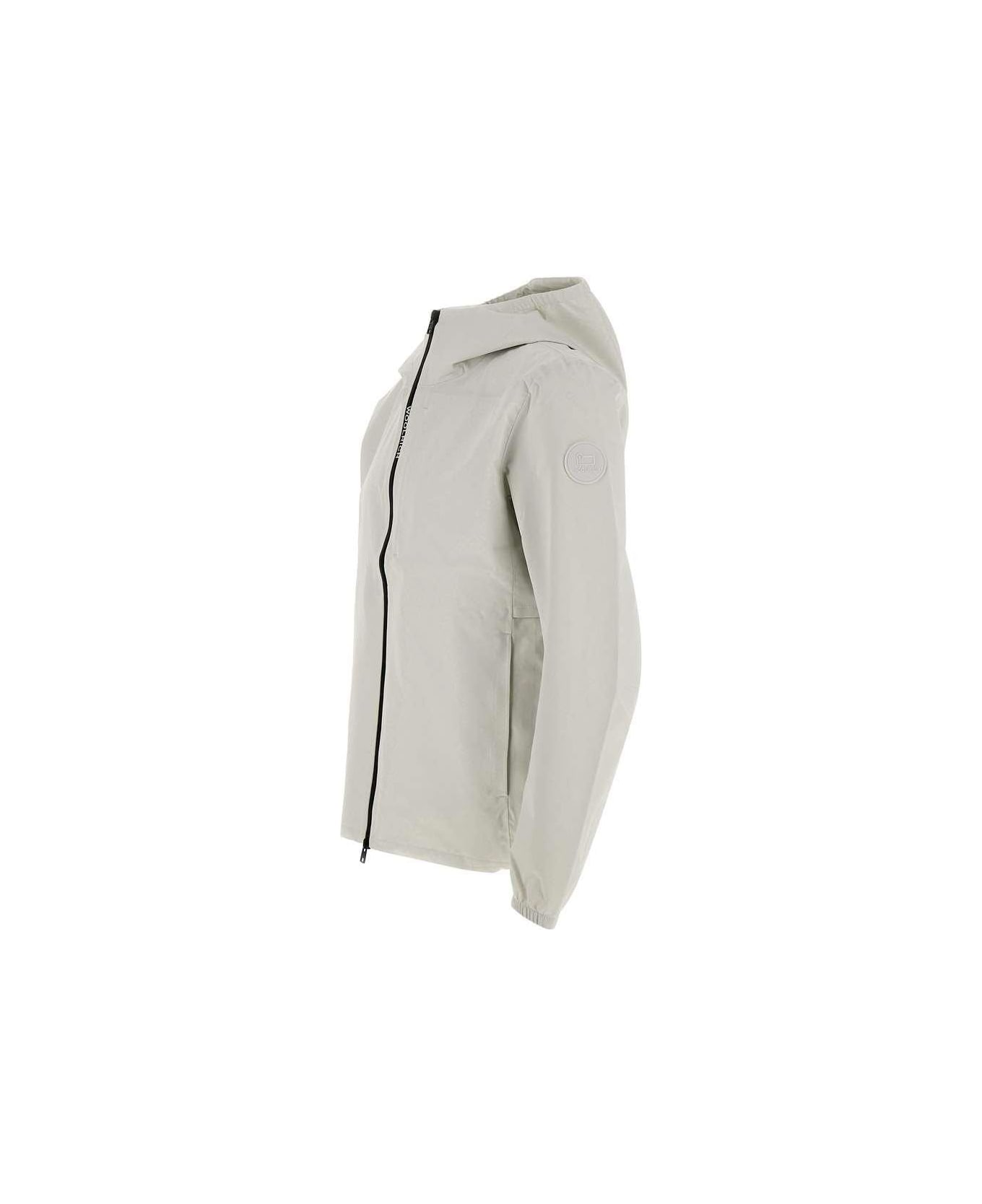 Woolrich Logo-patch Hooded Zipped Jacket - Bianco