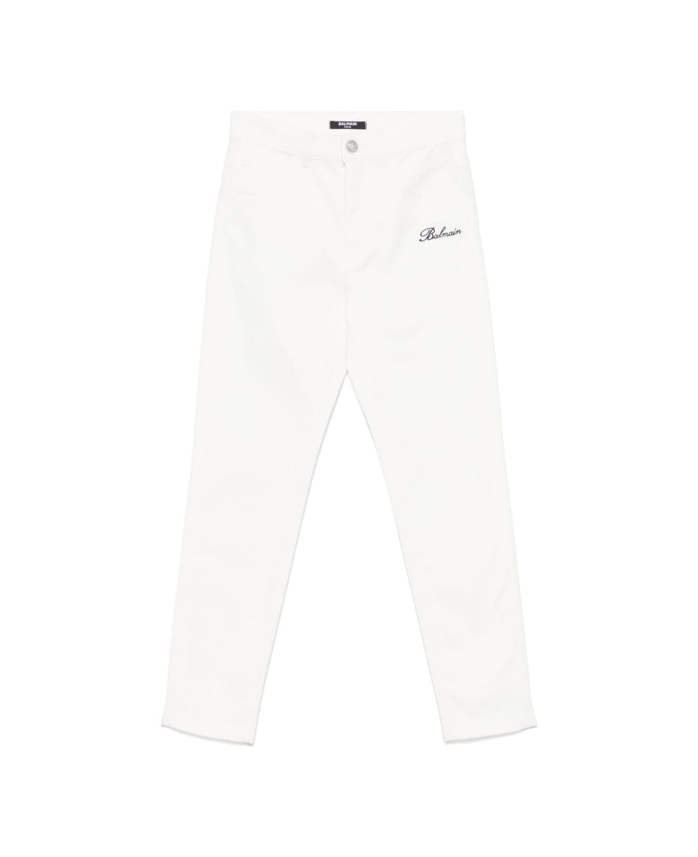 Balmain Pantaloni Con Ricamo - Cream