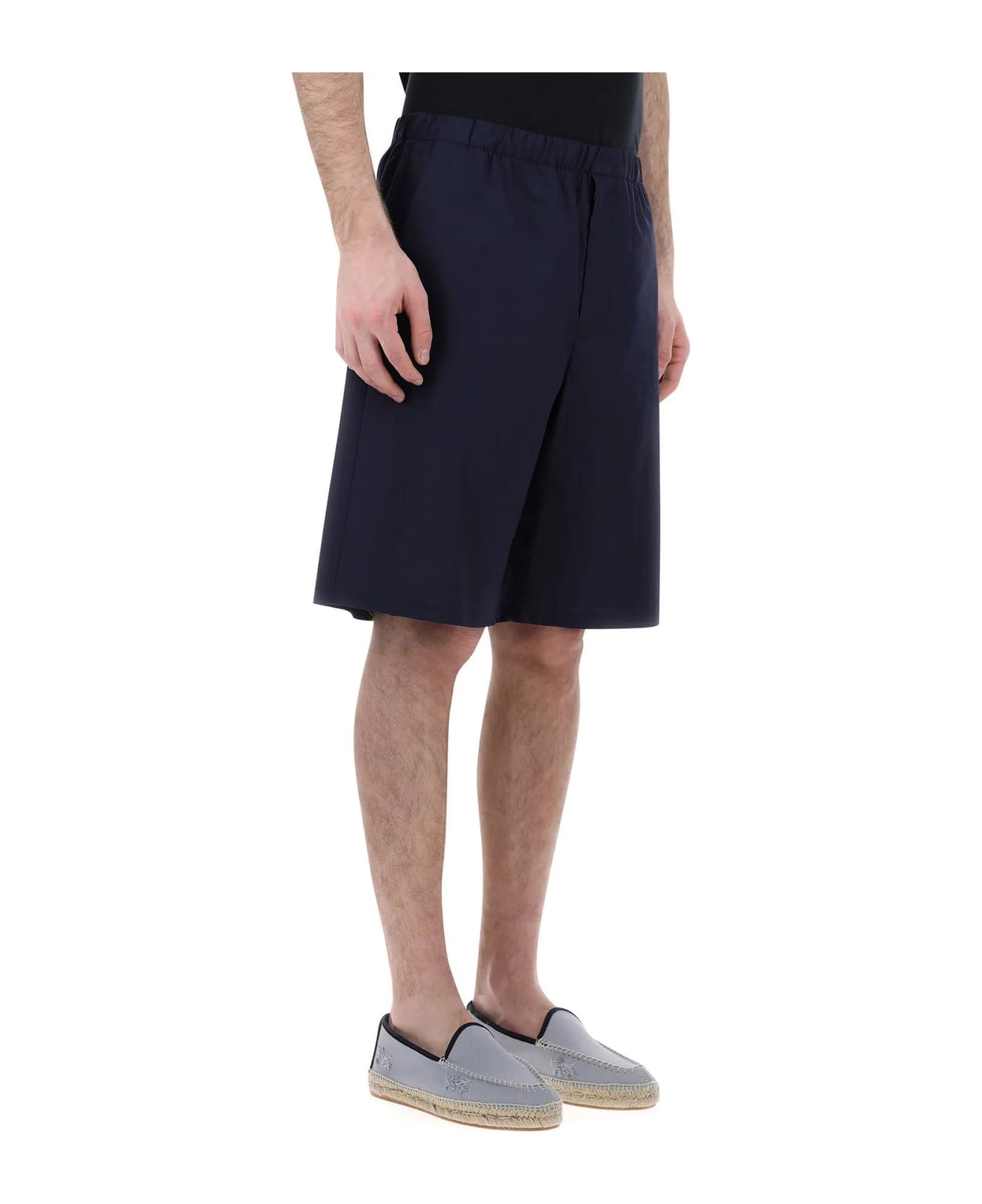 Prada Navy Blue Cotton Bermuda Shorts - Blu ショートパンツ