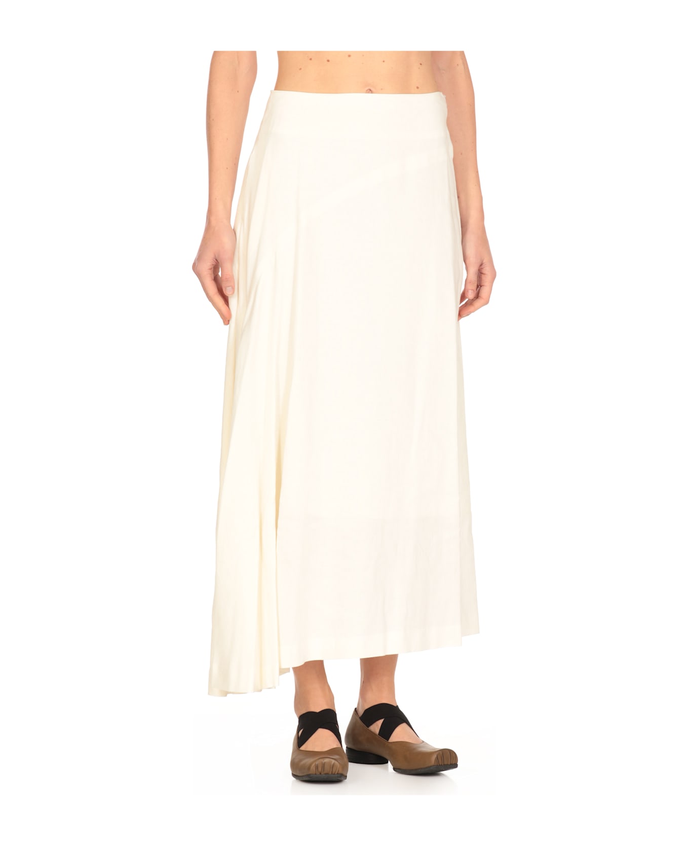 Y
s Linen Blend Skirt - White
