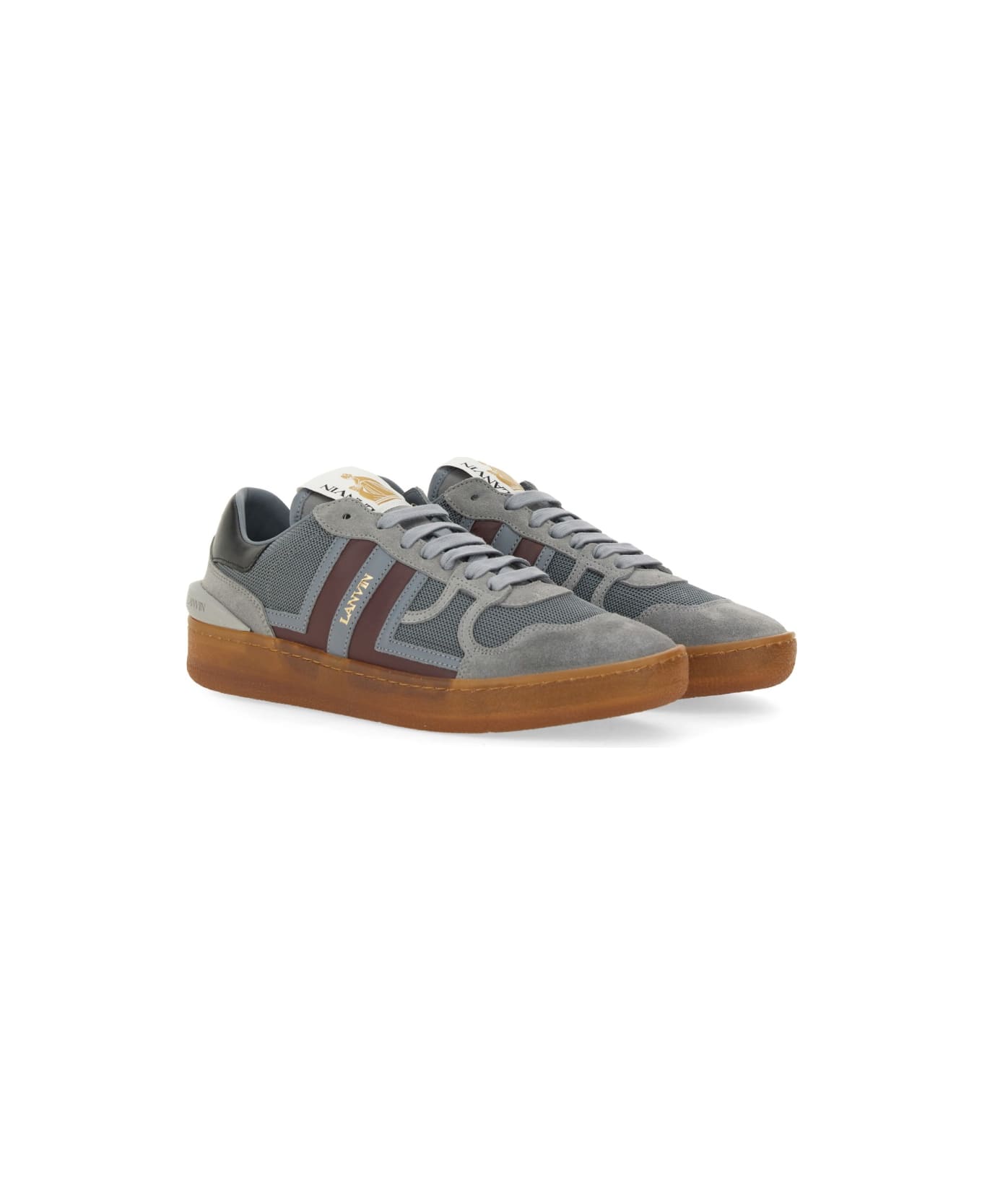 Lanvin Mesh, Suede And Nappa Leather Sneaker - GREY