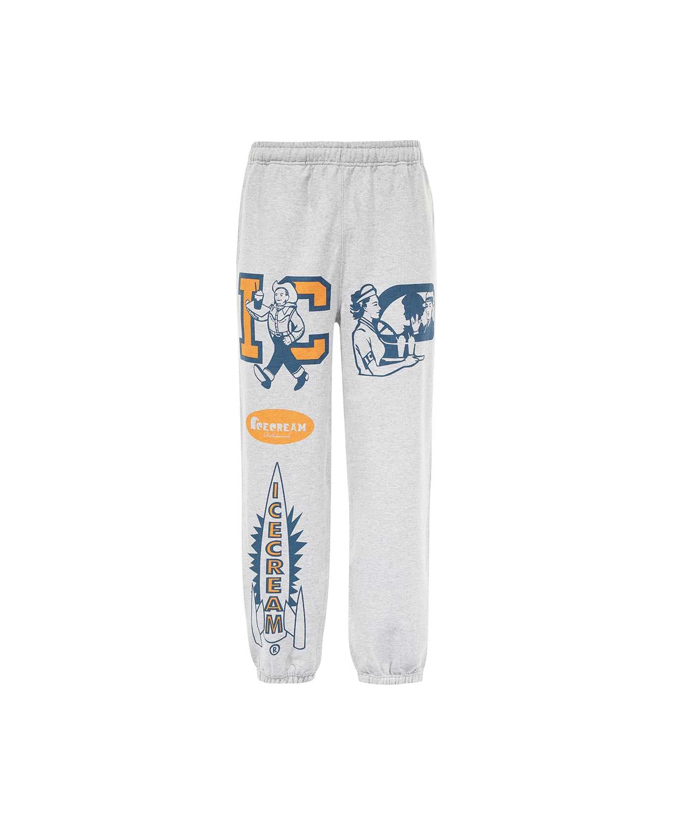 Icecream Printed Cotton Track-pants - light gray