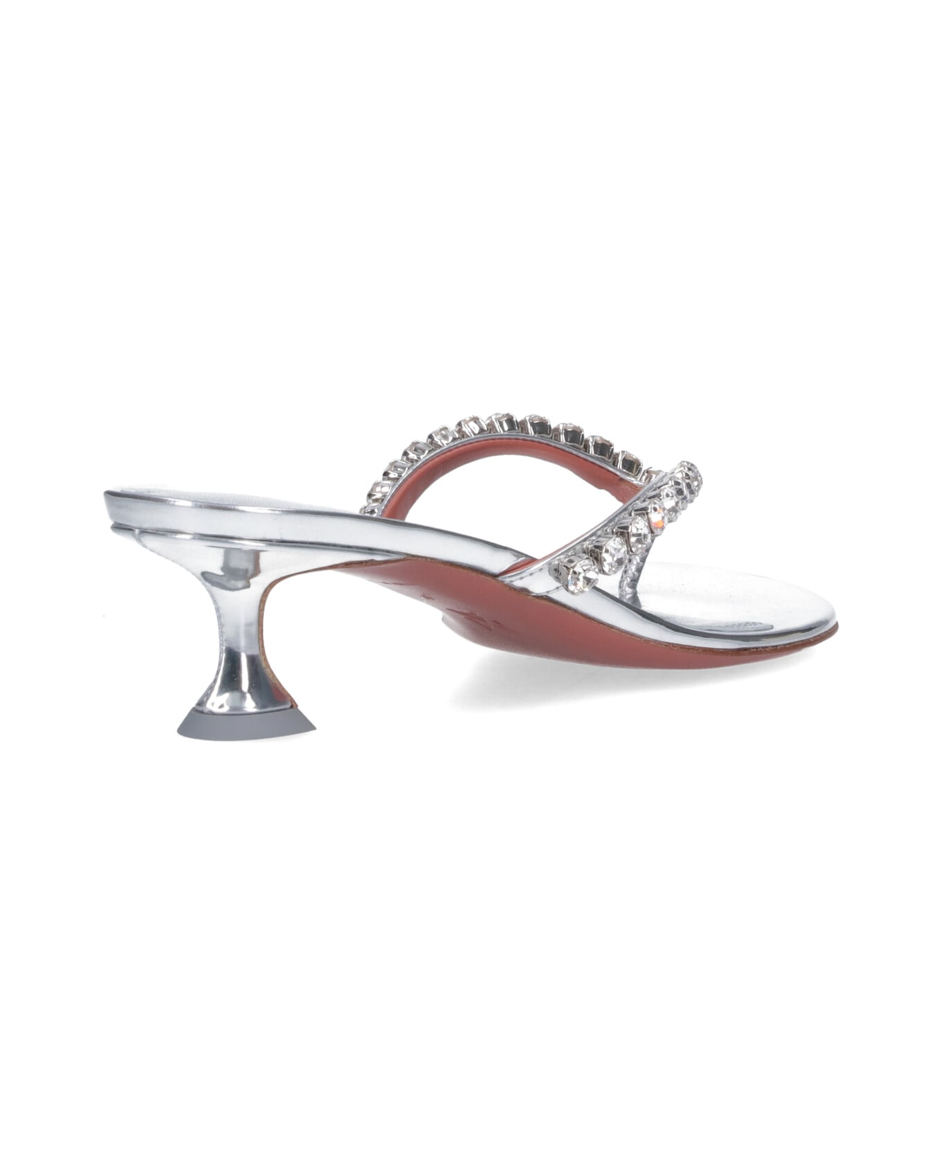 Amina Muaddi Thong Sandals With Rhinestones "gigi" - Silver