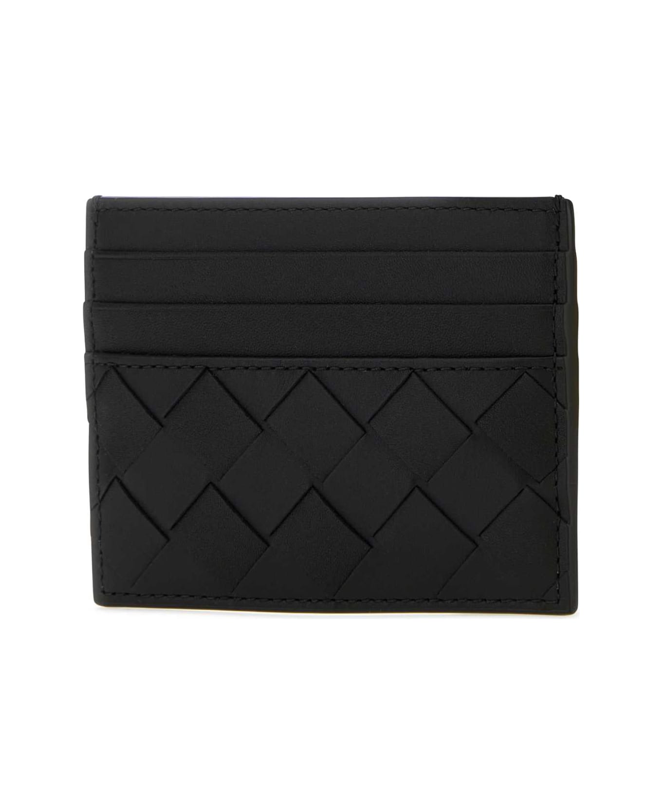 Bottega Veneta Black Leather Card Holder - BLACKSILVER