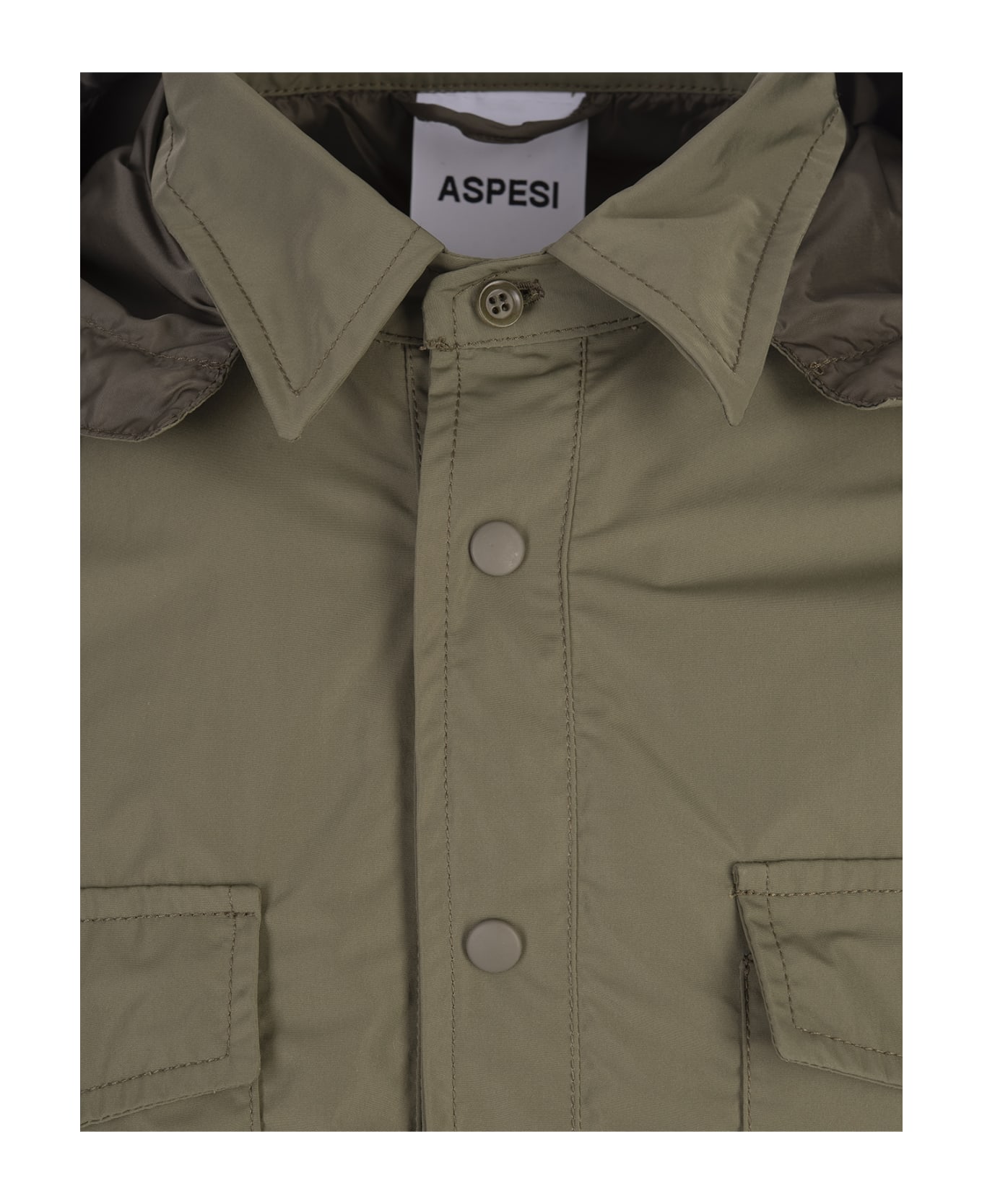 Aspesi Green Hooded Shirt Jacket - Green レインコート