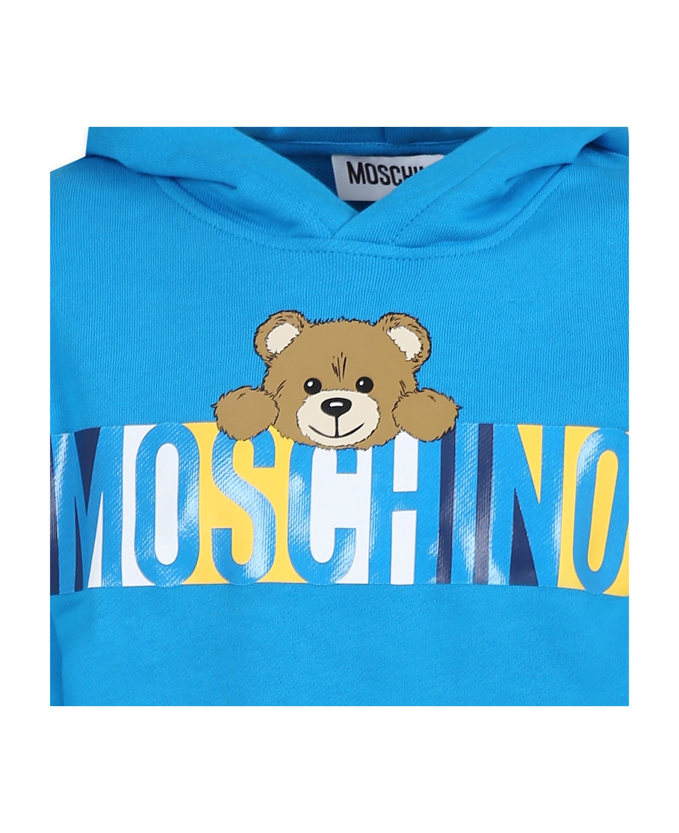 Moschino Light Blue Sweatshirt For Boy With Teddy Bear - Light Blue