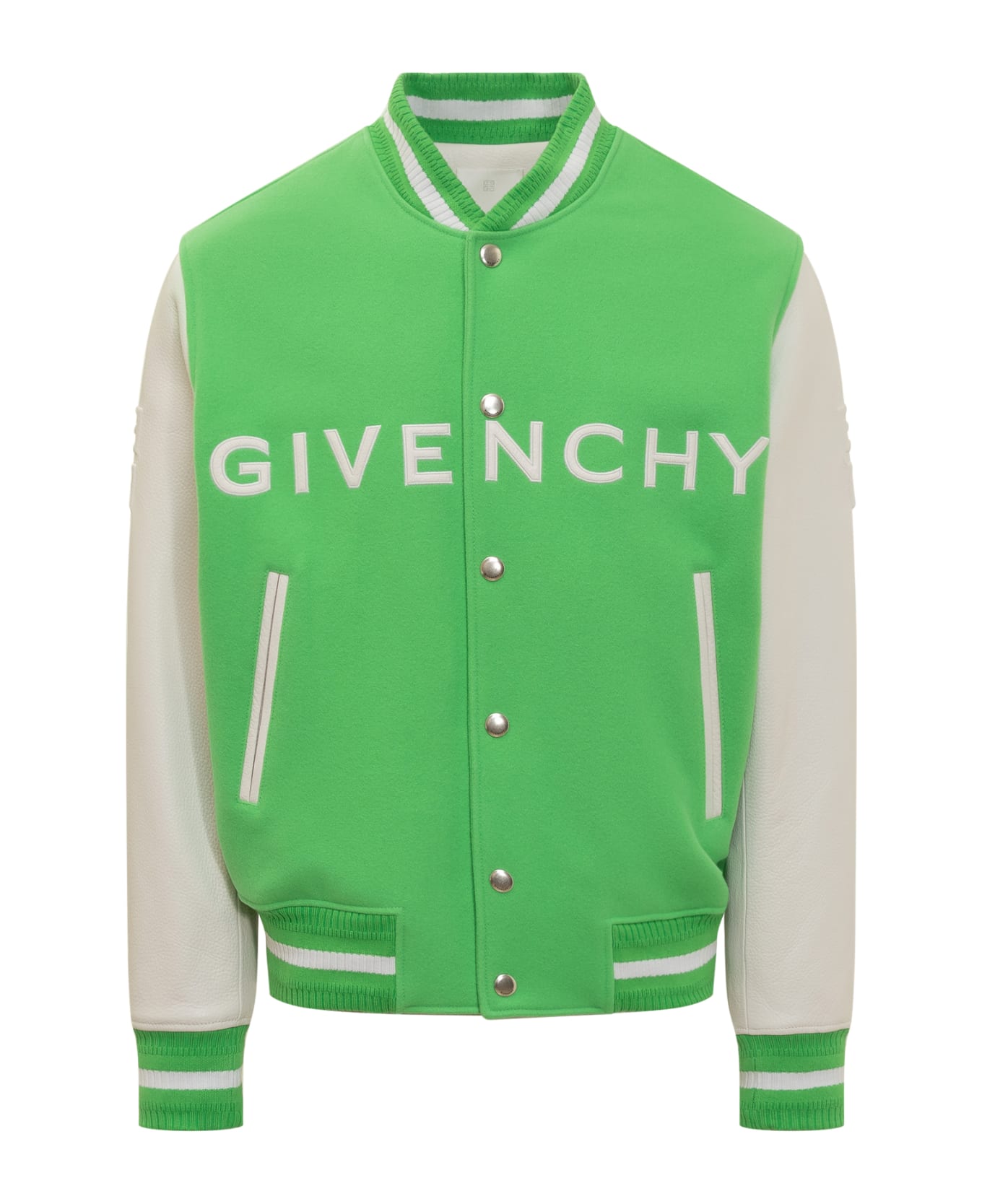 Givenchy Wool And Leather Bomber Jacket - BRIGHT GREEN