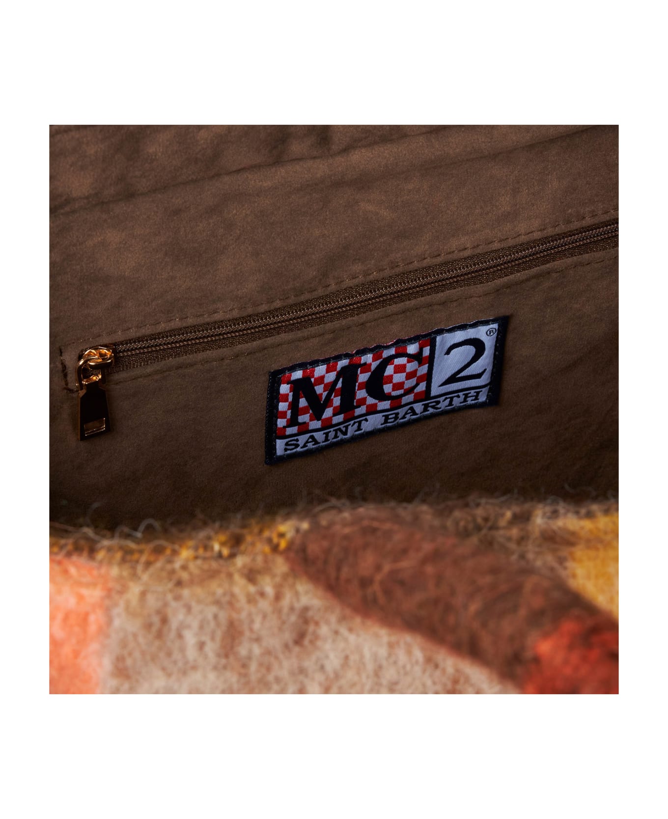 MC2 Saint Barth Vanity Blanket Shoulder Bag With Multicolor Check And Fringes - BROWN