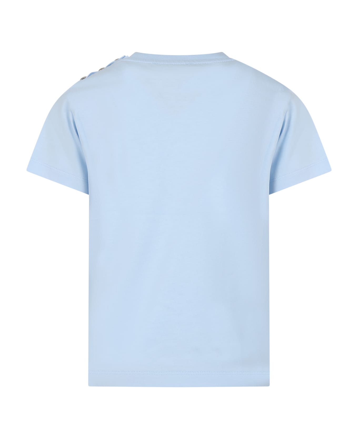 Balmain Light Blue T-shirt For Kids With Logo - Light Blue