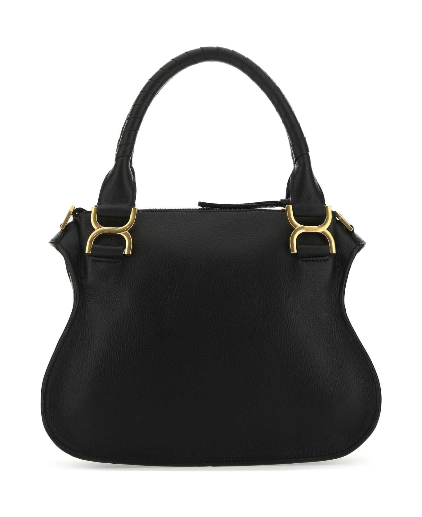 Black Leather Medium Marcie Handbag