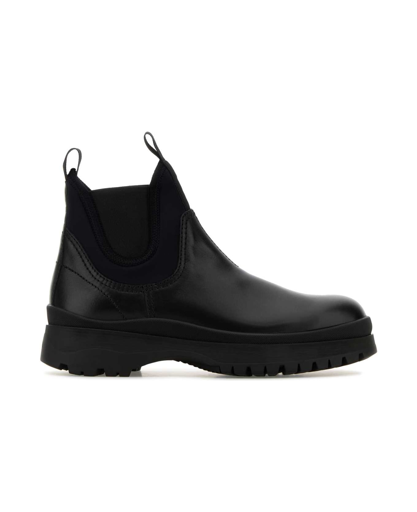 Prada Black Leather Ankle Boots - NERO ブーツ