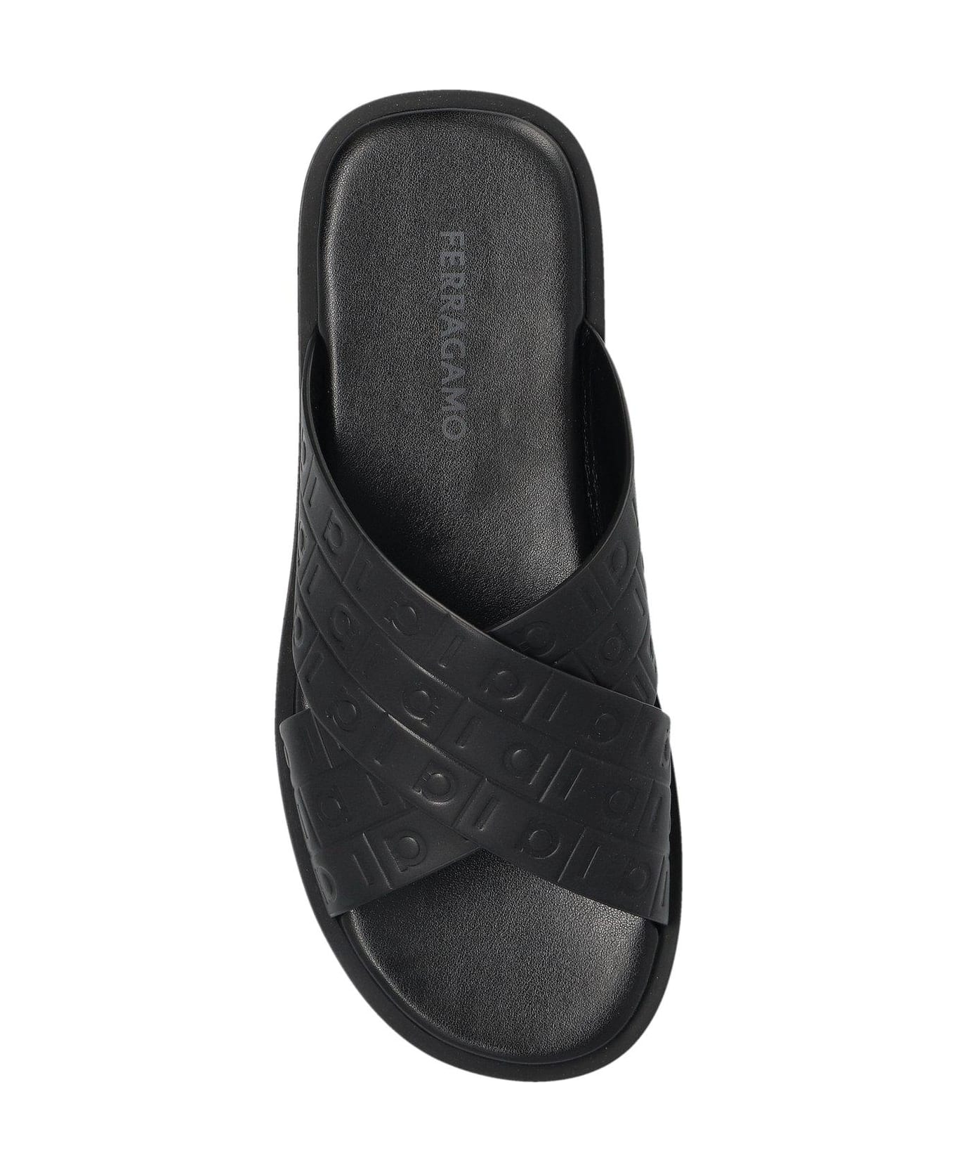 Ferragamo Monogram Sandals - BLACK