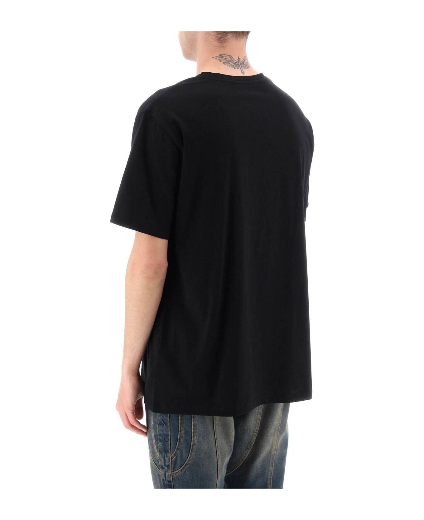 Balmain Black Cotton T-shirt - Noir/blanc シャツ