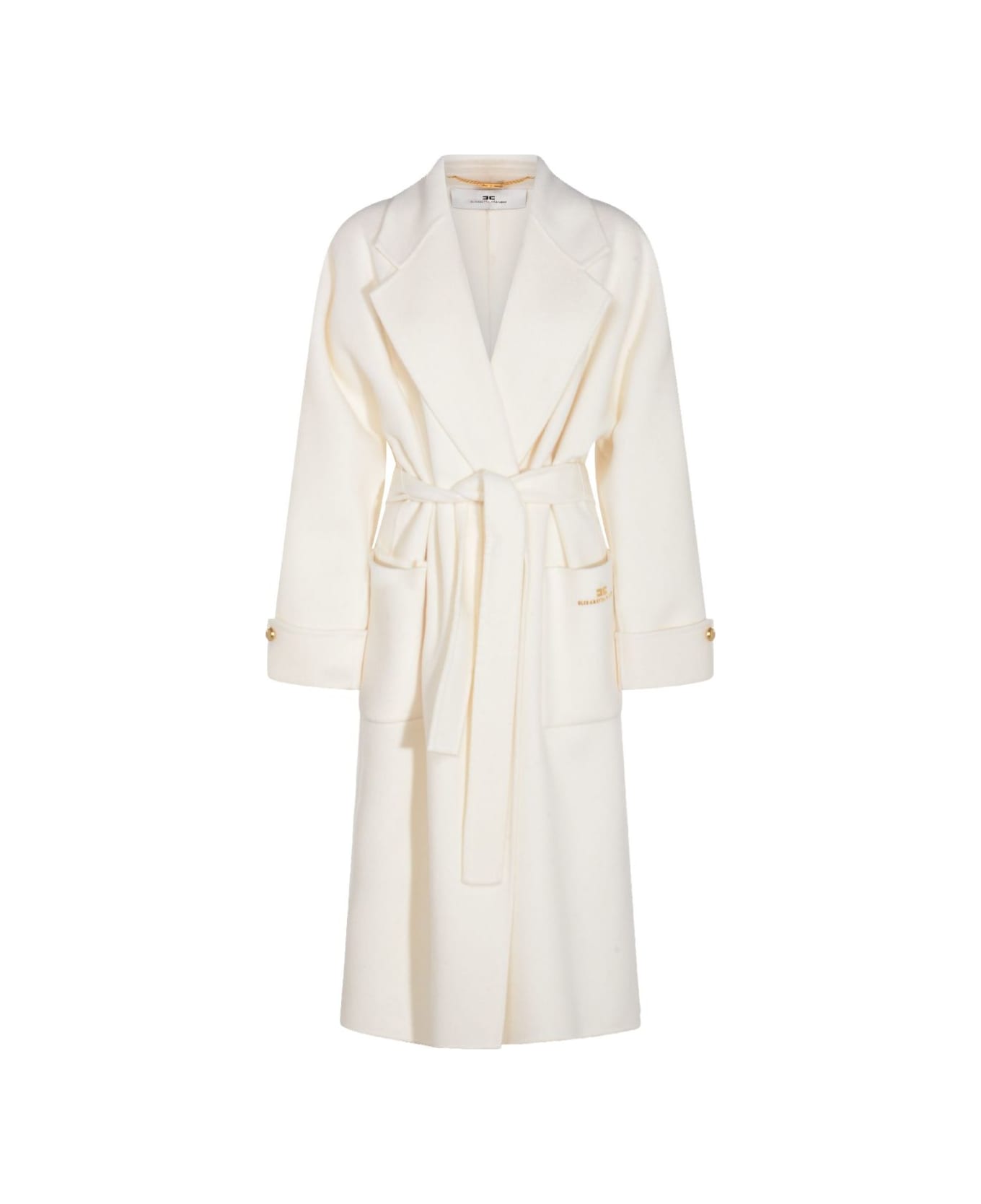 Elisabetta Franchi Wool Belted Coat - White