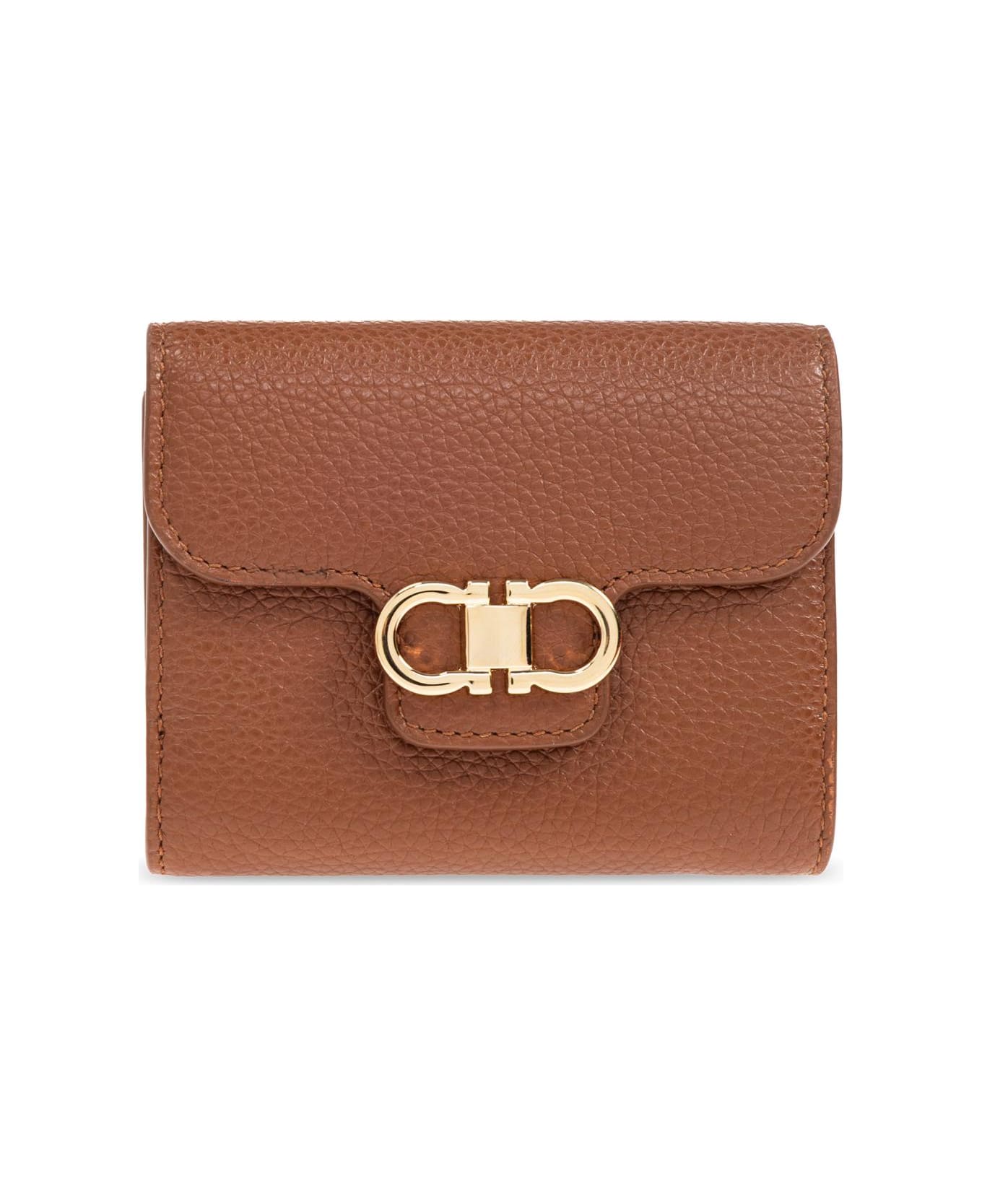 Ferragamo Leather Wallet With Logo - Brown