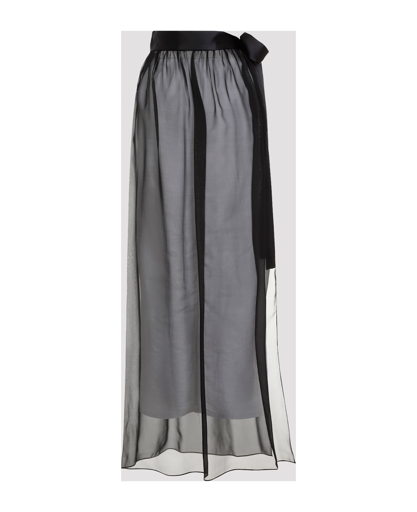 Dolce & Gabbana Silk Long Skirt - Nero