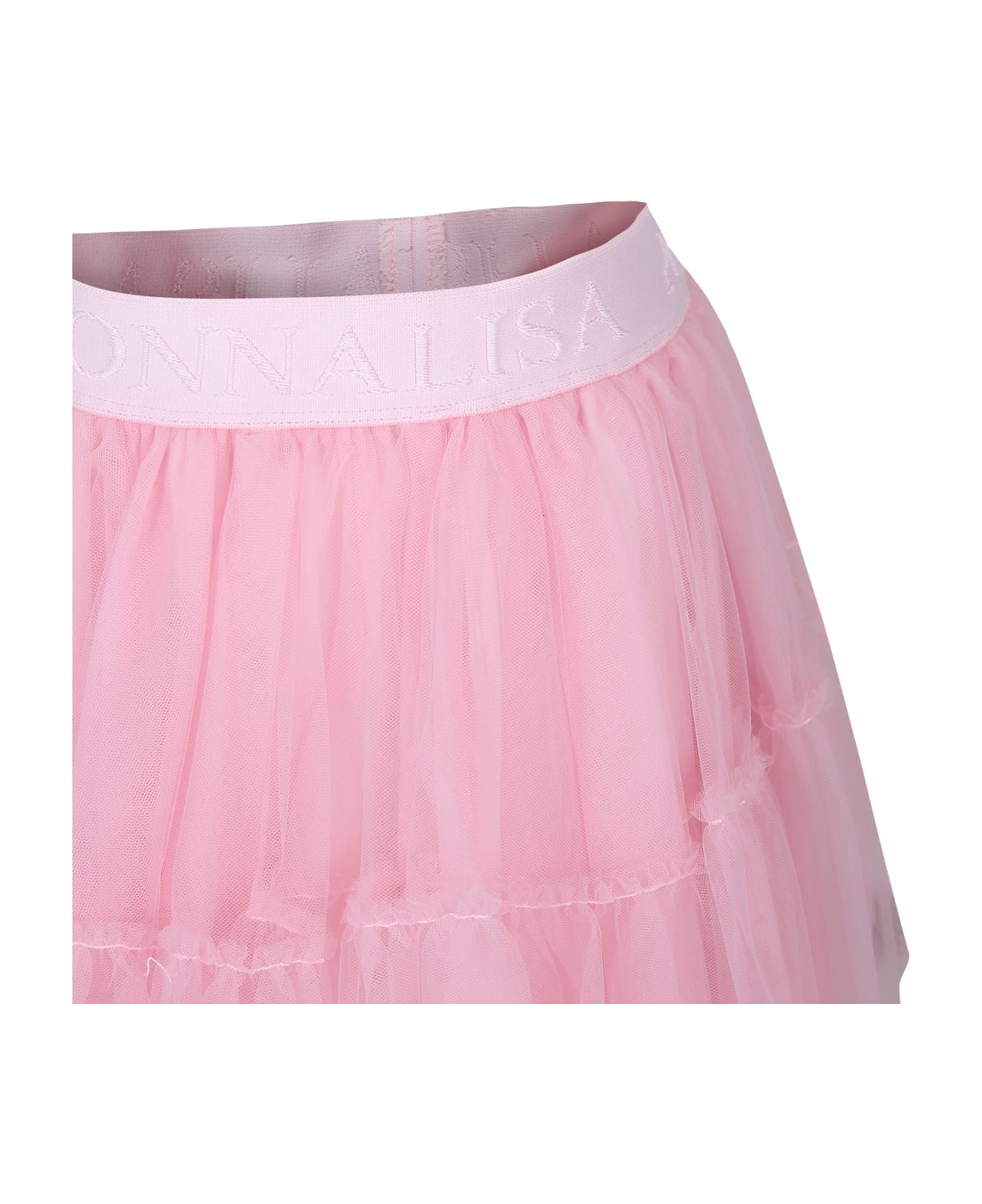 Monnalisa Pink Elegant Tulle Skirt For Girl - Pink ボトムス