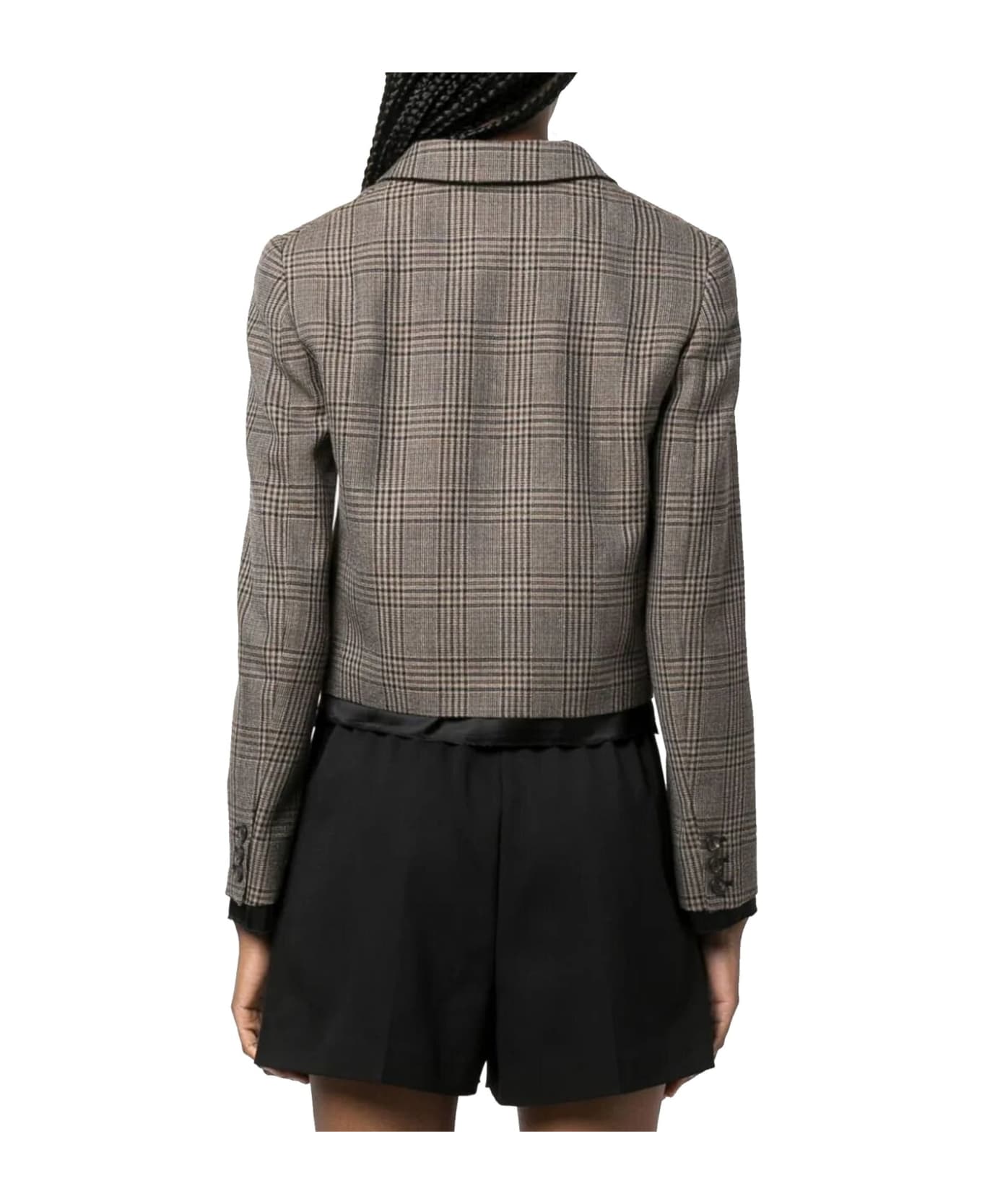 Miu Miu Check-pattern Wool Jacket - Brown ブレザー