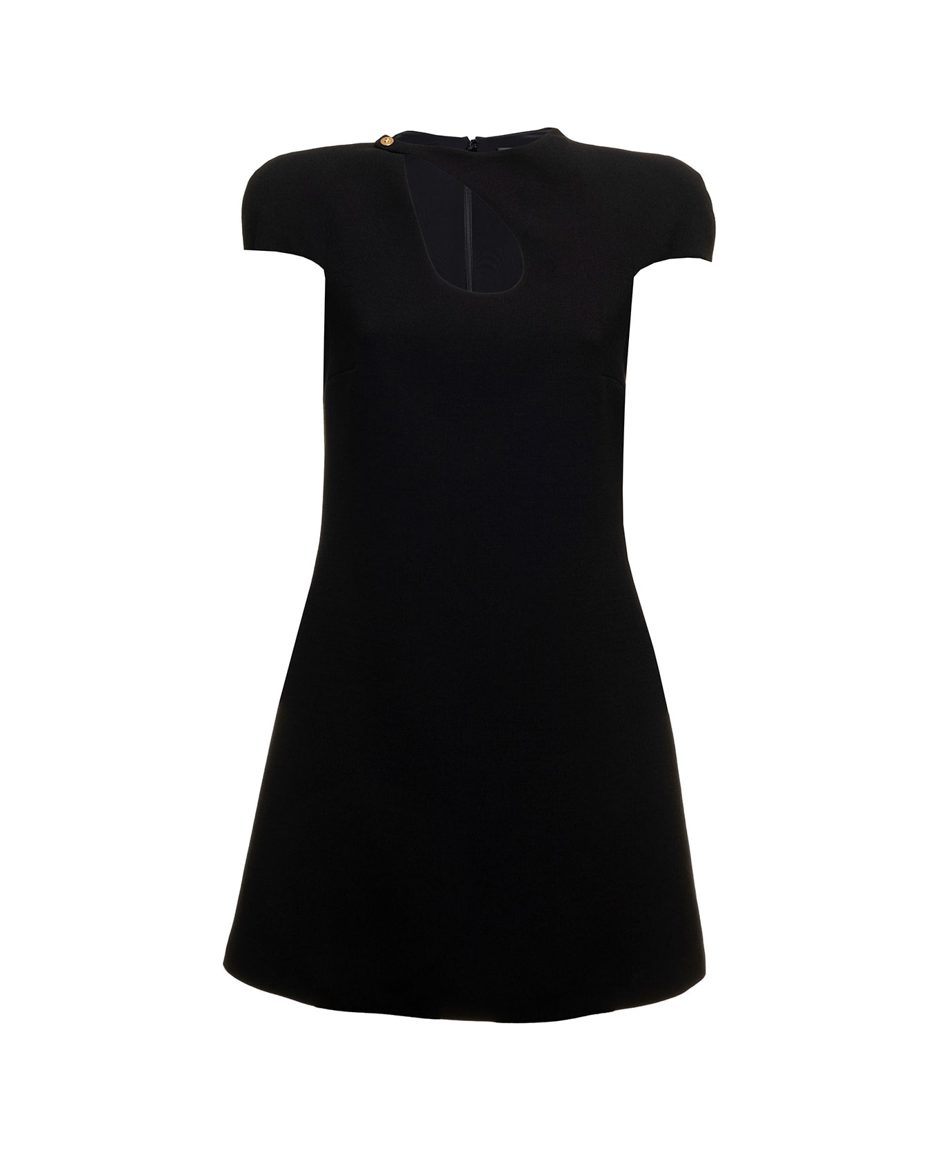 Versace Black Midi Dress In Cady With Cut Out And Medusa Detailing Versace Woma - Black