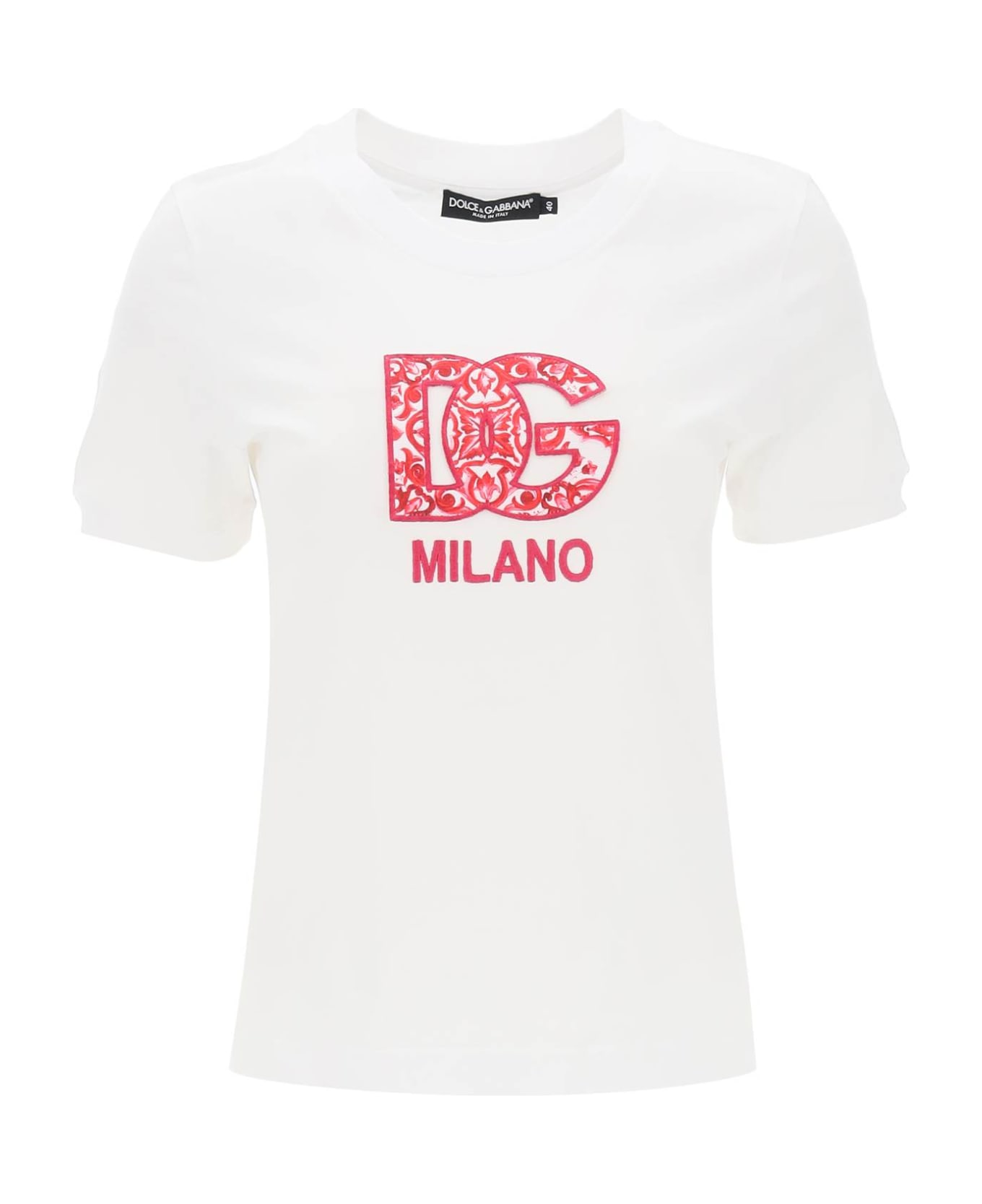Dolce & Gabbana T-shirt With Dg Patch - White